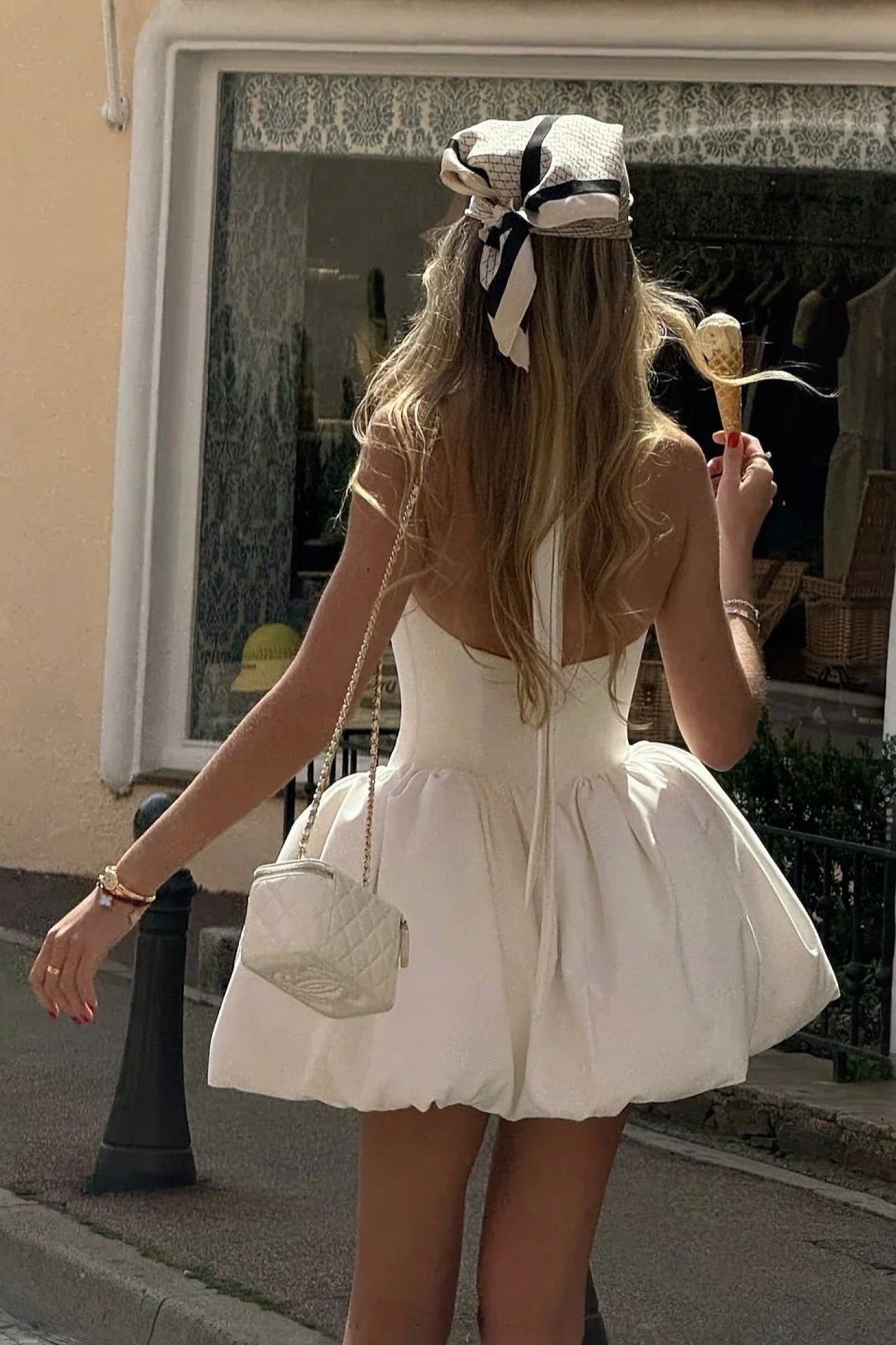 Ezabutus Elegant Bubble Hem Mini Dress