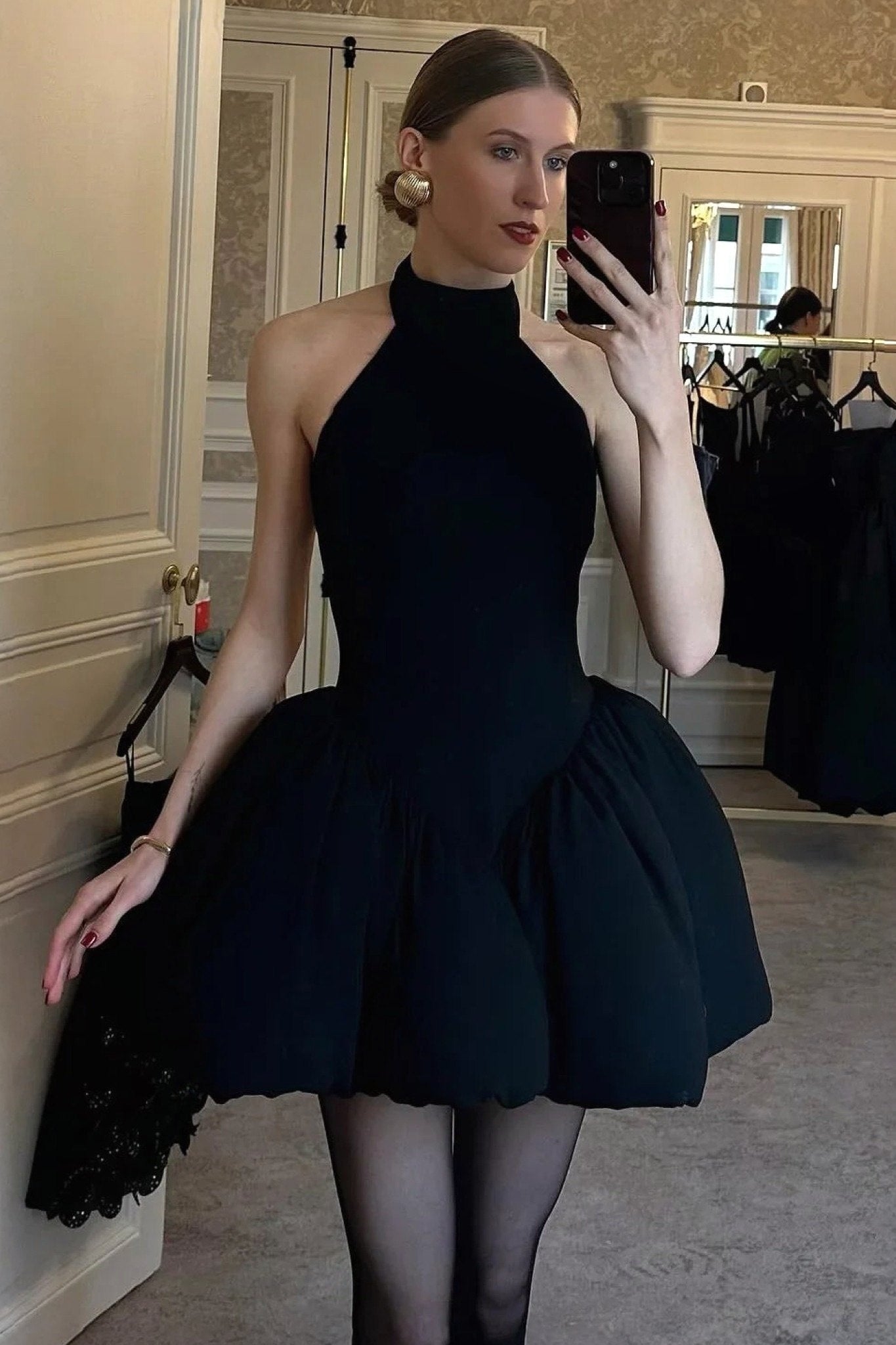 Ezabutus Elegant Bubble Hem Mini Dress