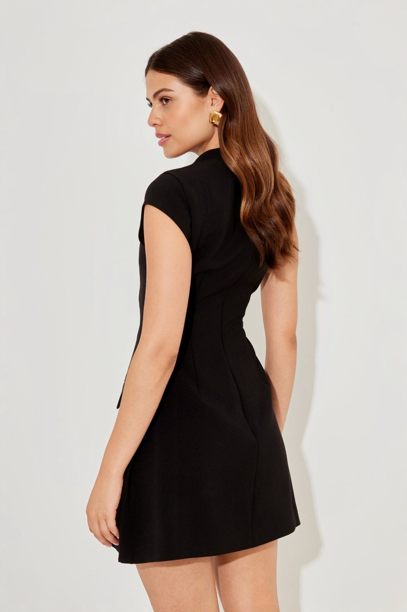 Ezabutus High Neck Structured Cap Sleeve Mini Dress – Elegant Cocktail & Evening Dress