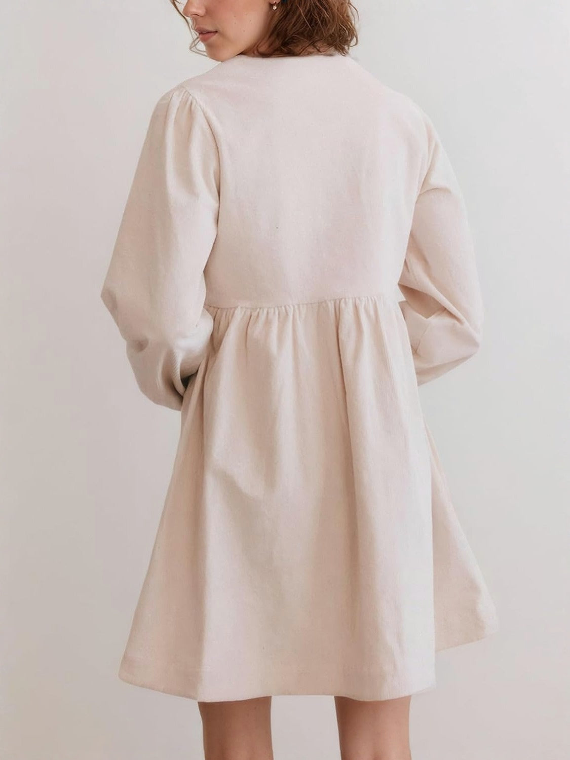 Kedera Bow Tie Corduroy Babydoll Dress