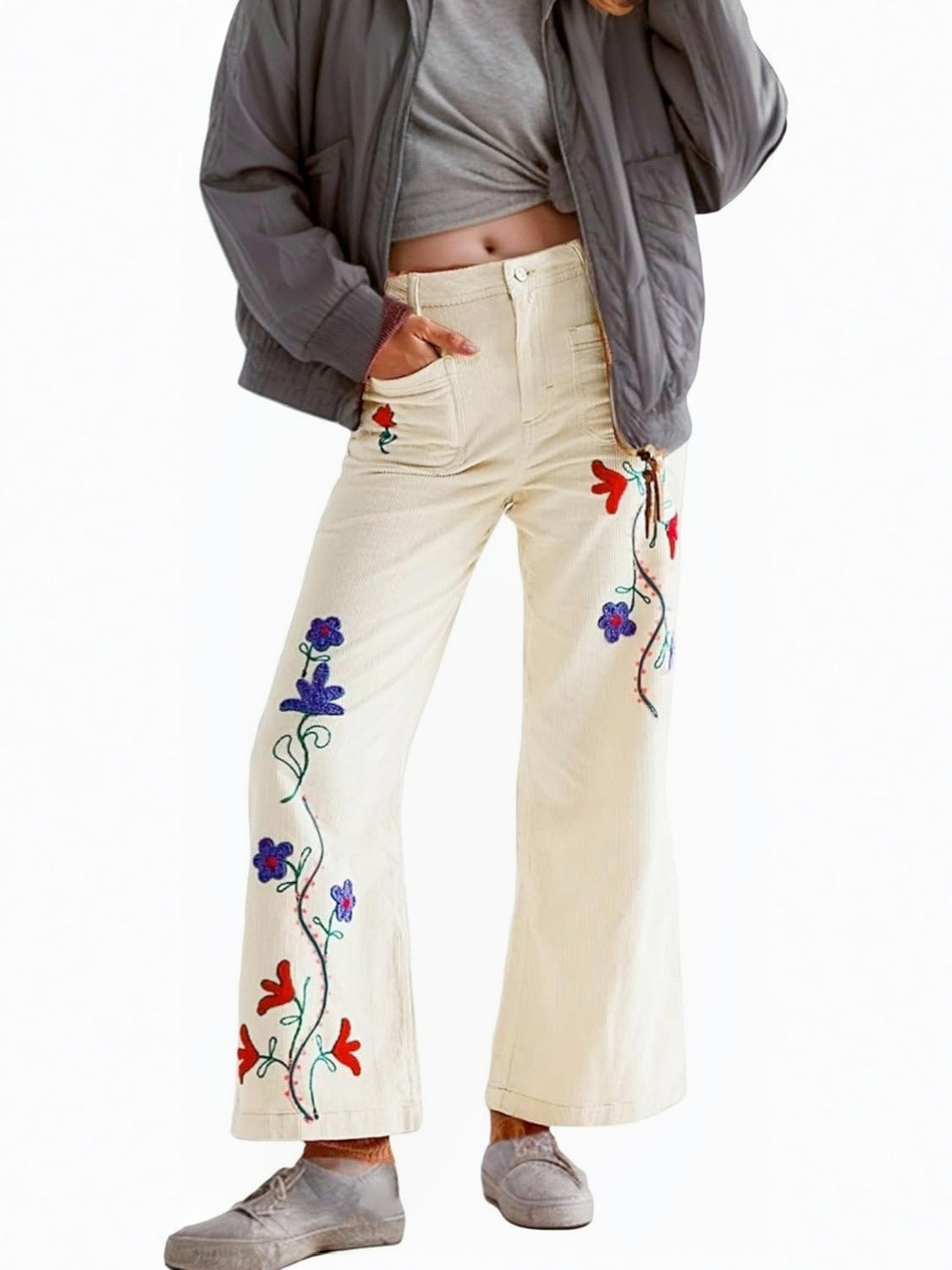 Kedera Embroidered Vintage Corduroy Pants