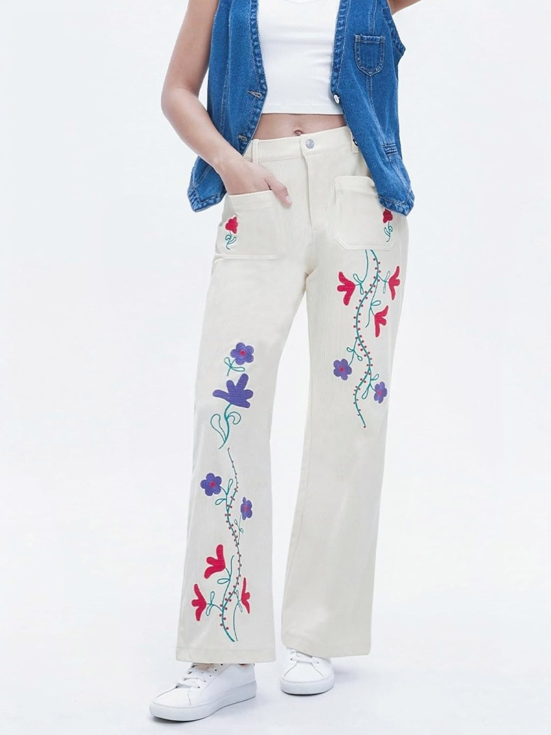 Kedera Embroidered Vintage Corduroy Pants