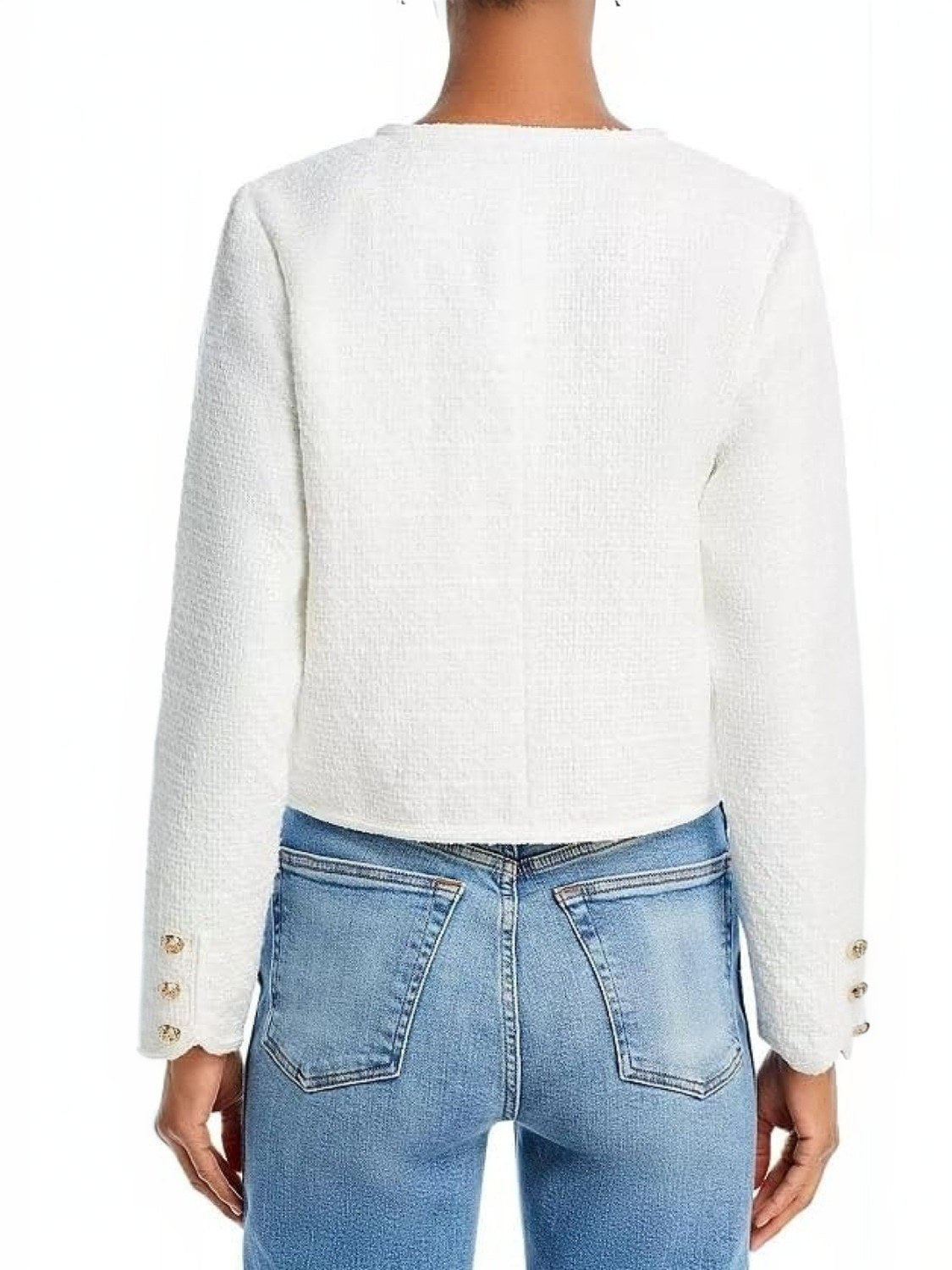 Ezapine Button Up Tweed Cropped Blazer