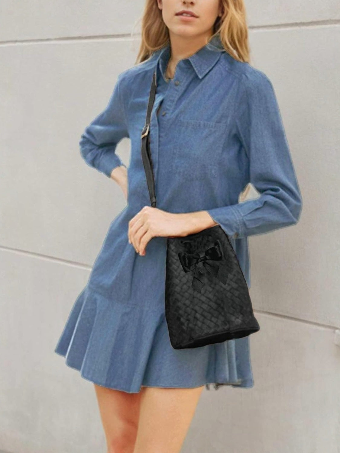 Yexpine Flowy Button Down Denim Dress