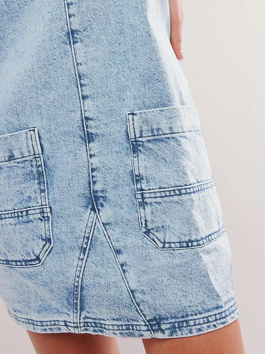 Kedera Adjustable Strap Denim Overall Mini Dress With Pockets