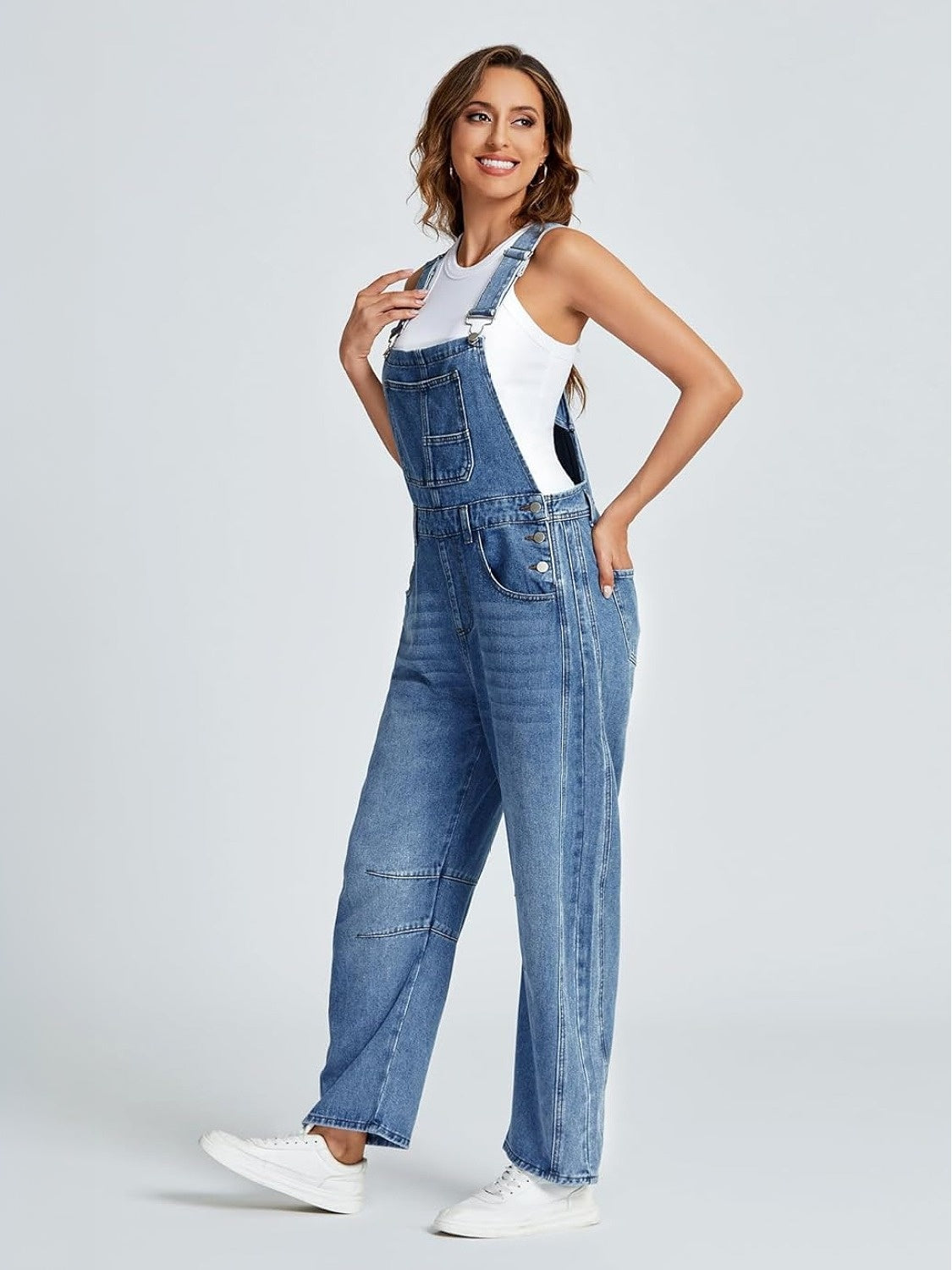 Kedera Casual Straight Leg Denim Overalls With Adjustable Straps