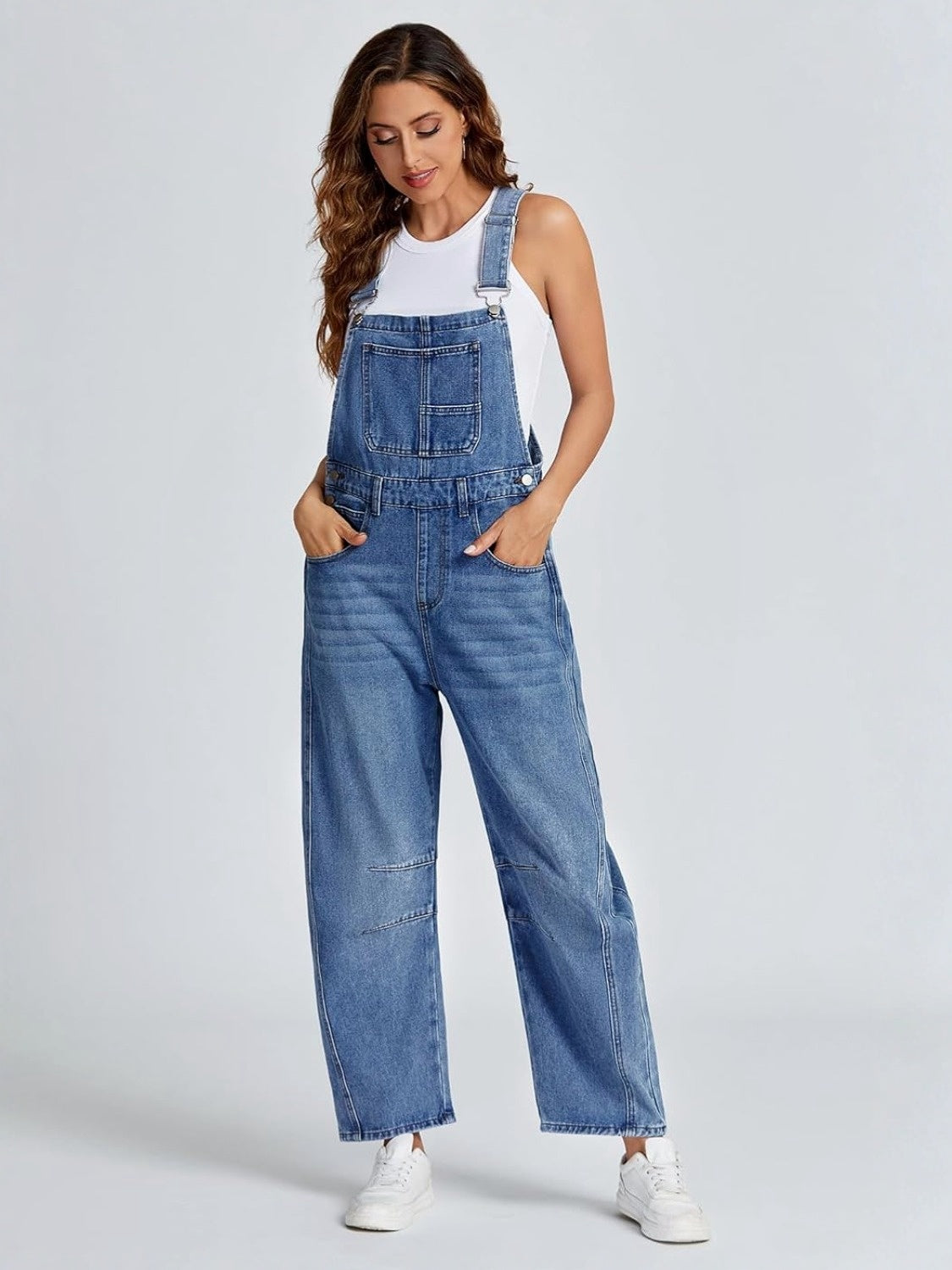 Kedera Casual Straight Leg Denim Overalls With Adjustable Straps