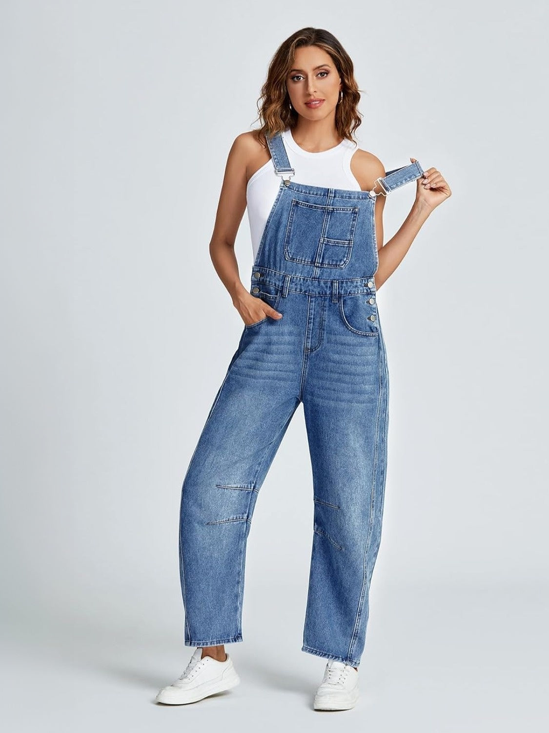 Kedera Casual Straight Leg Denim Overalls With Adjustable Straps