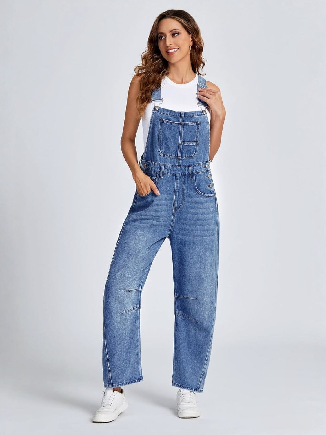 Kedera Casual Straight Leg Denim Overalls With Adjustable Straps