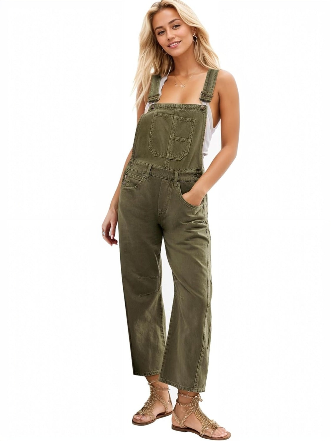 Kedera Casual Straight Leg Denim Overalls With Adjustable Straps