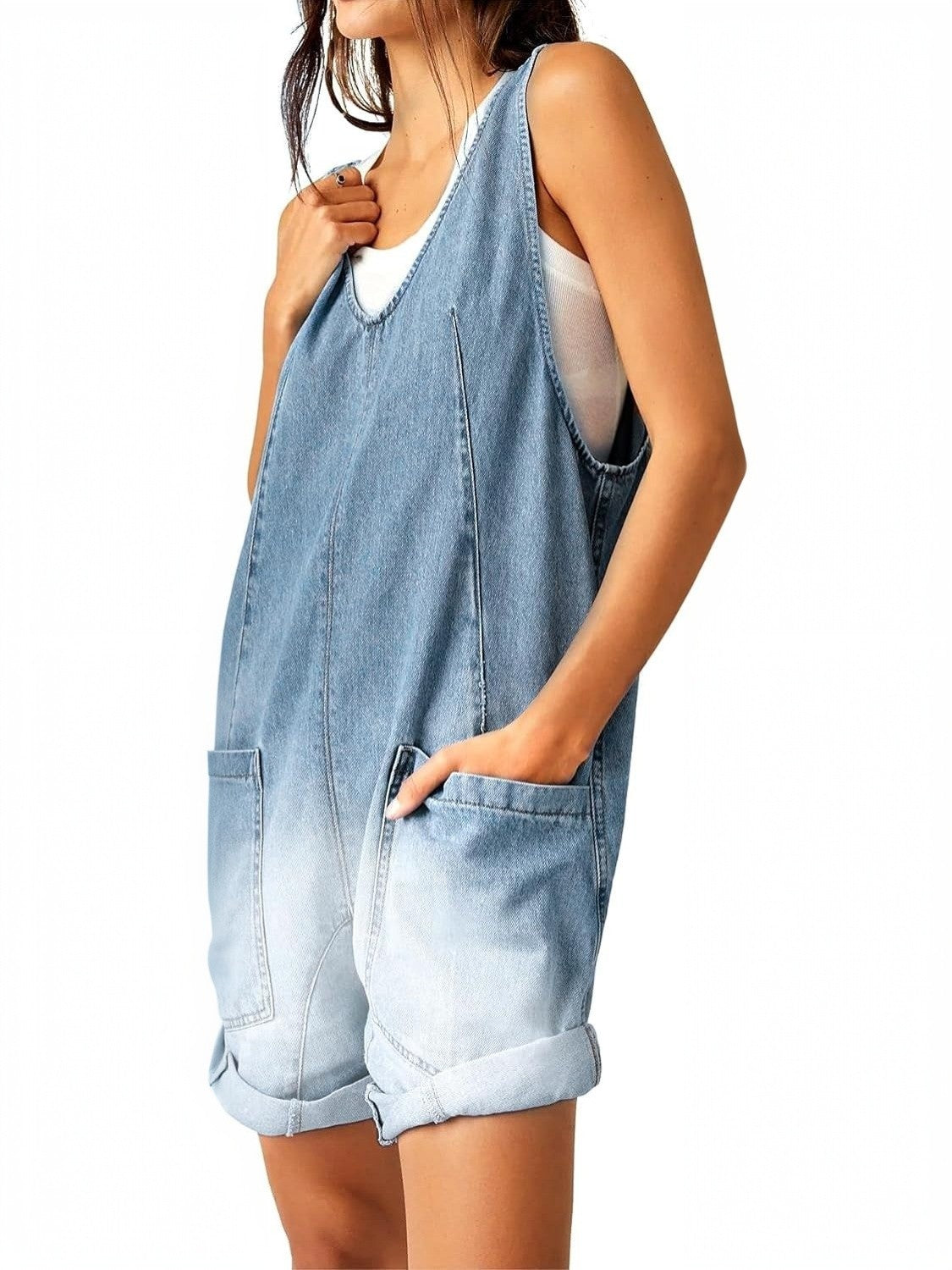 Lifeshe Casual Denim Shortall Romper