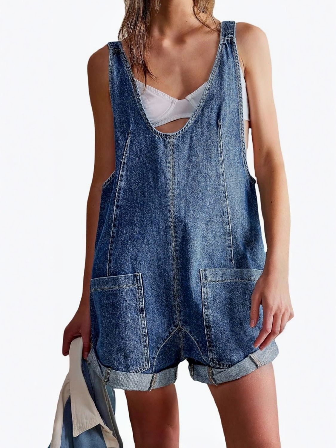 Lifeshe Casual Denim Shortall Romper