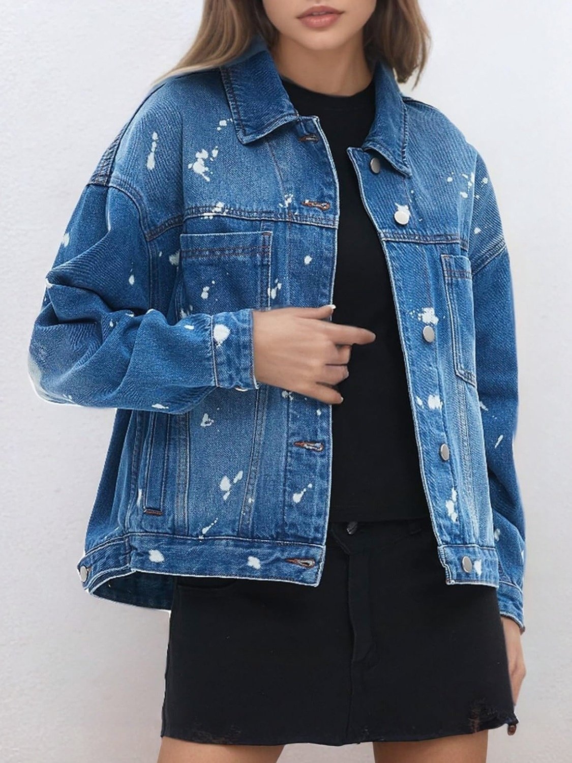 Ladyful Oversized Distressed Denim Trucker Jacket