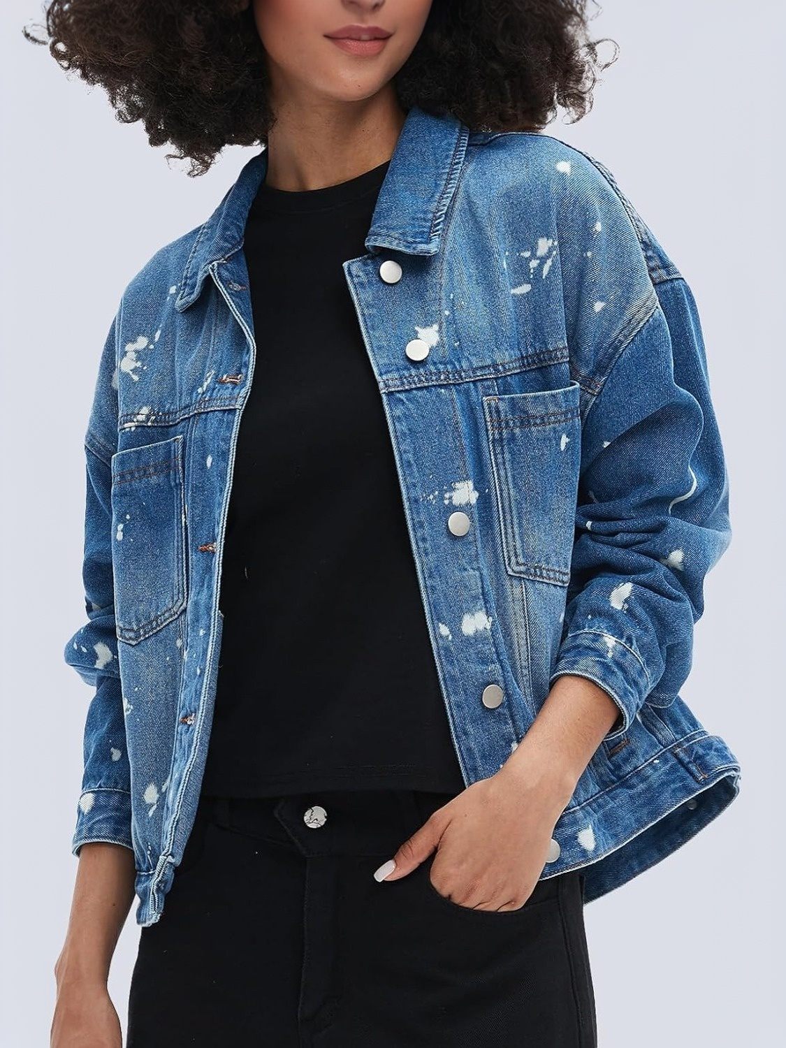 Ladyful Oversized Distressed Denim Trucker Jacket