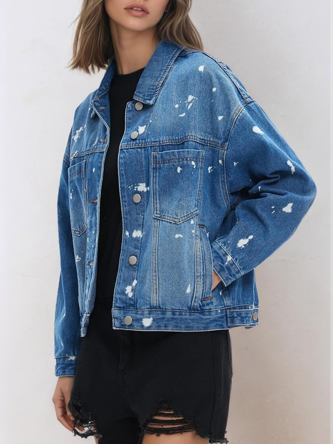 Ladyful Oversized Distressed Denim Trucker Jacket