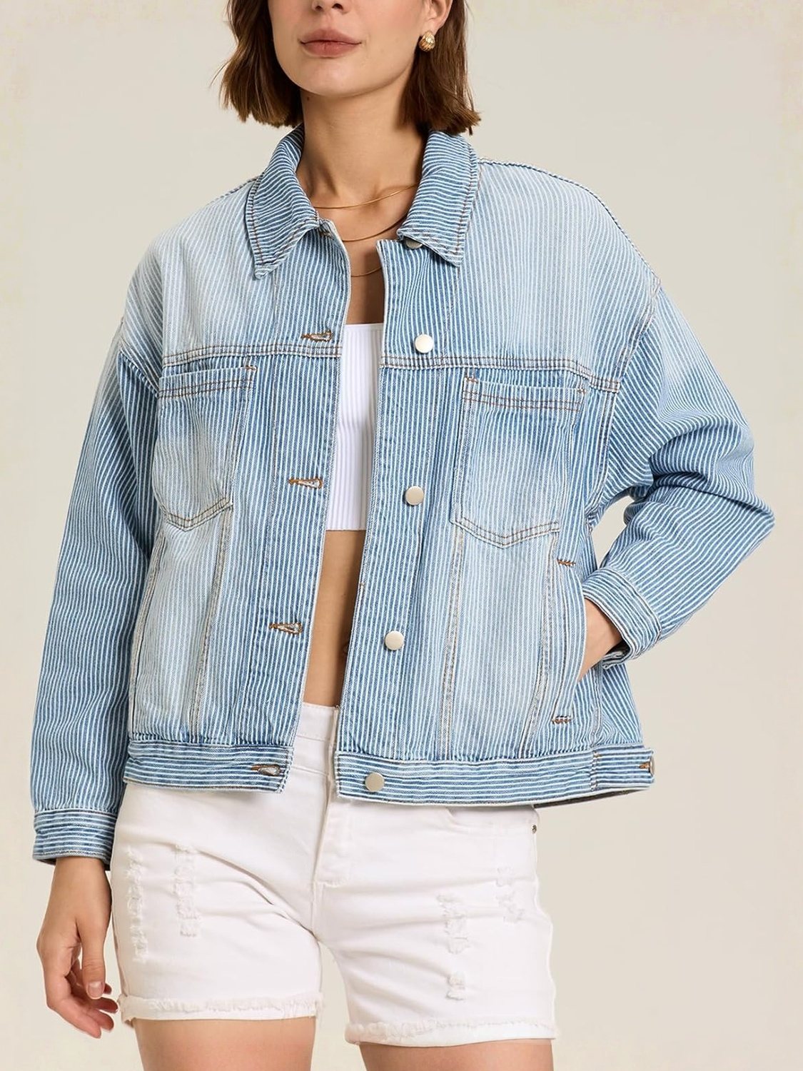 Ladyful Oversized Distressed Denim Trucker Jacket