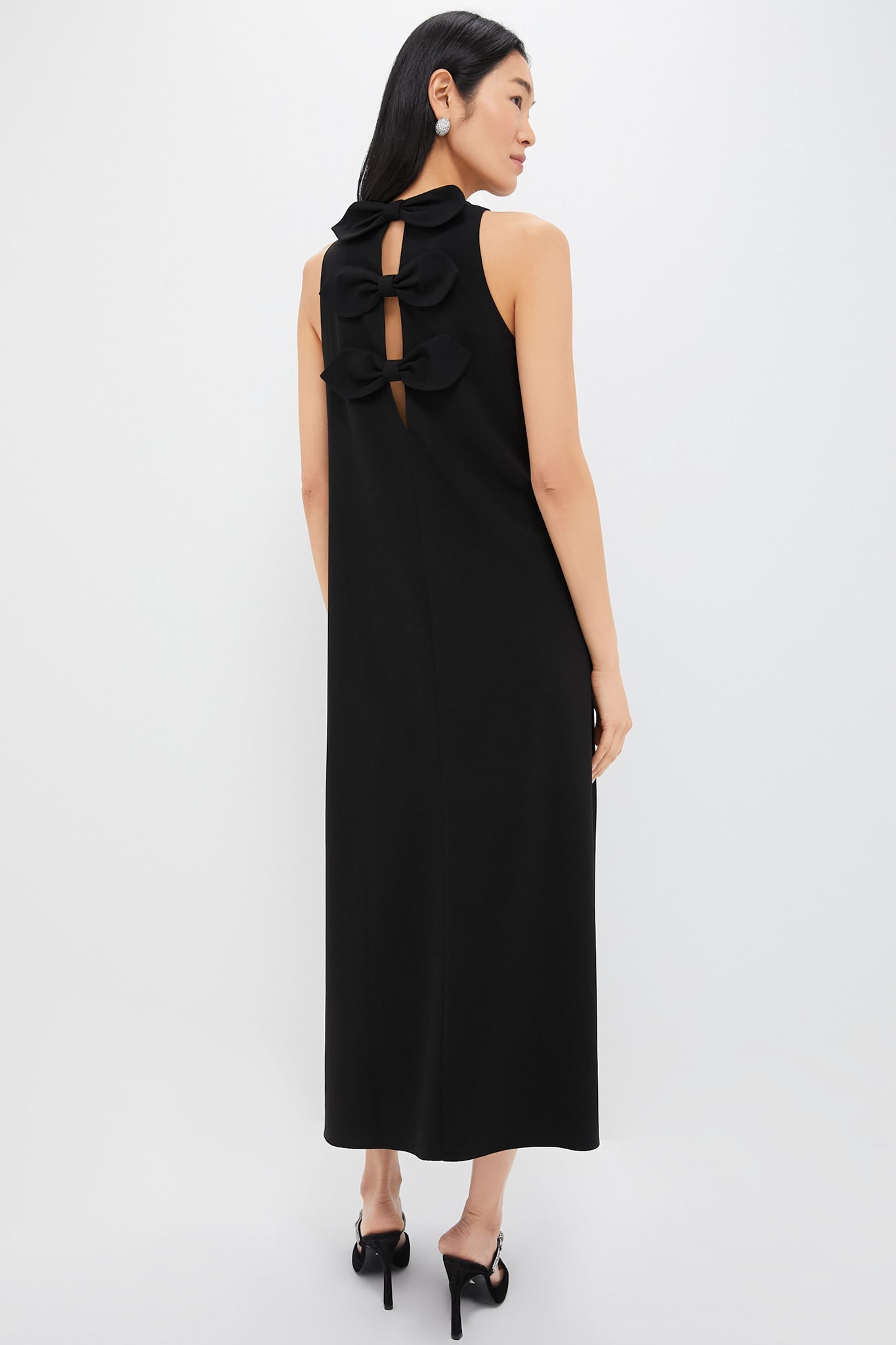 High Neck Midi Slip Black Sleeveless Dress