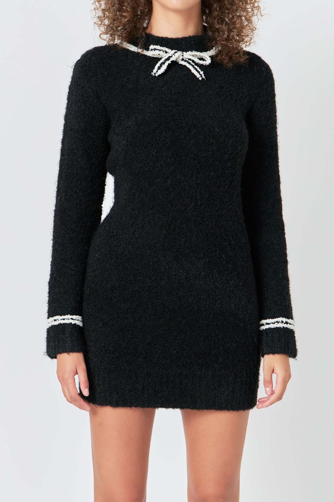 Bow Knit Mini Sweater Dress