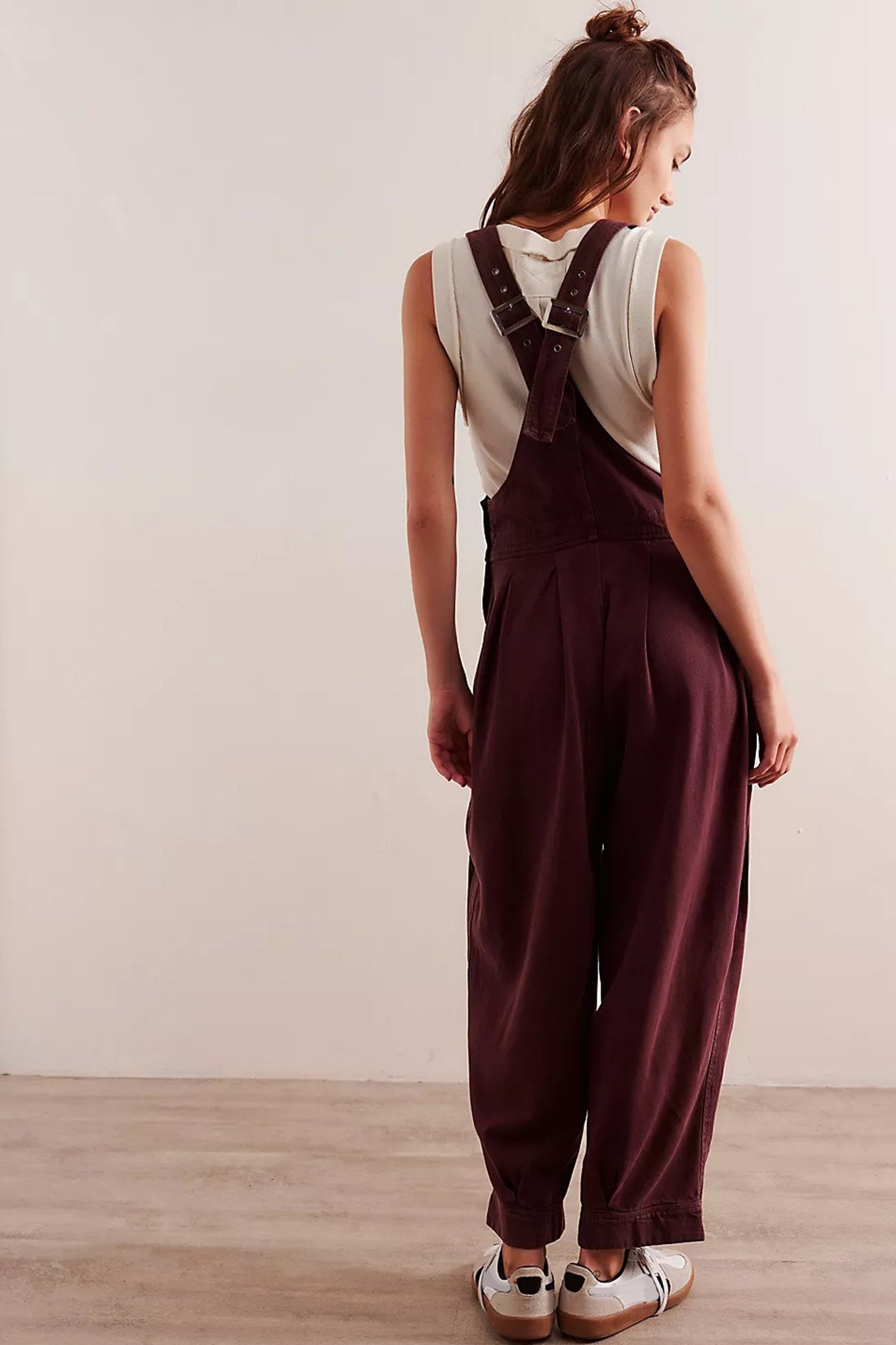 Cotton Tapered Leg Overalls With Low Rise