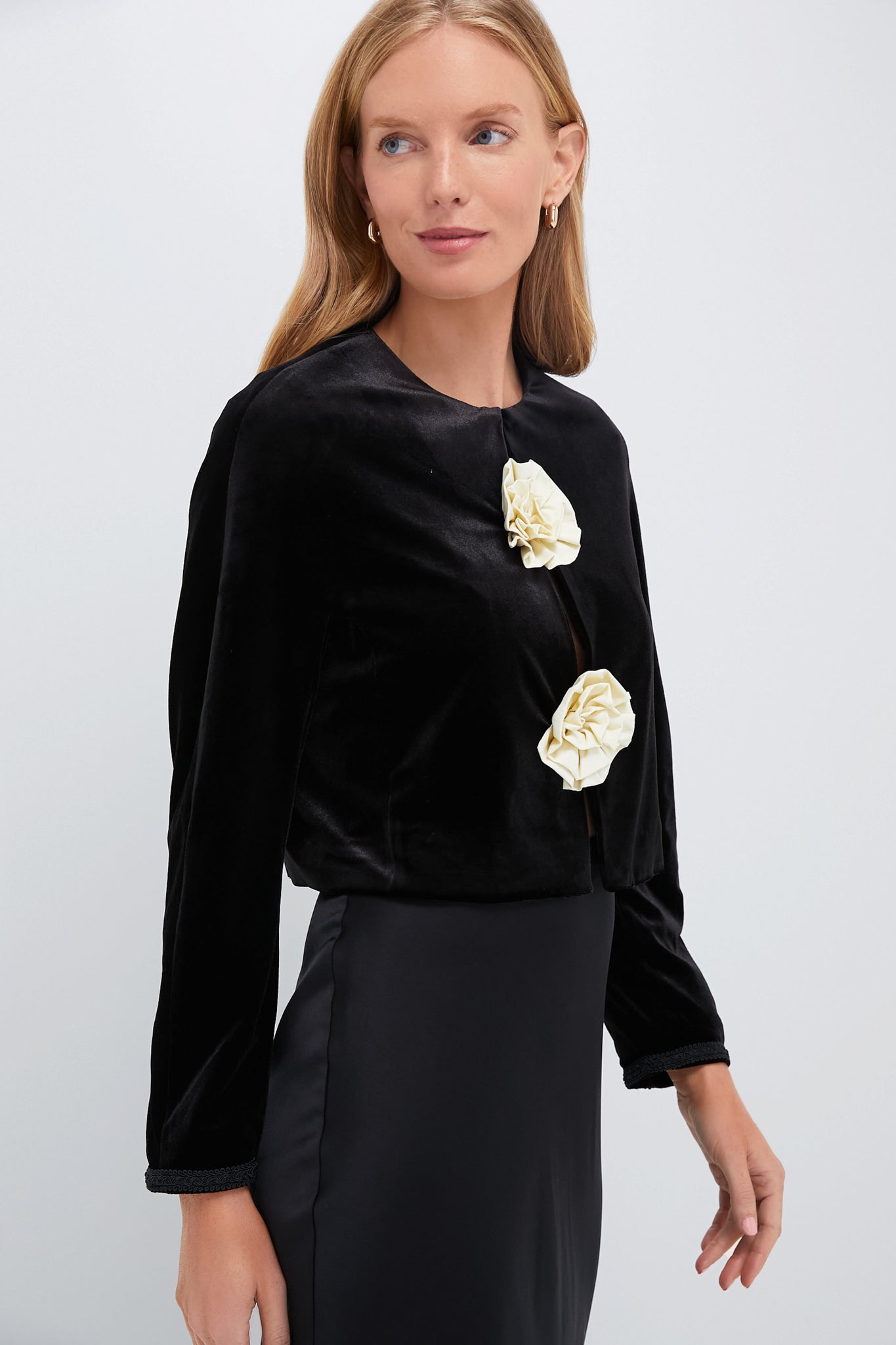 Black Velvet Jacket With Rosettes