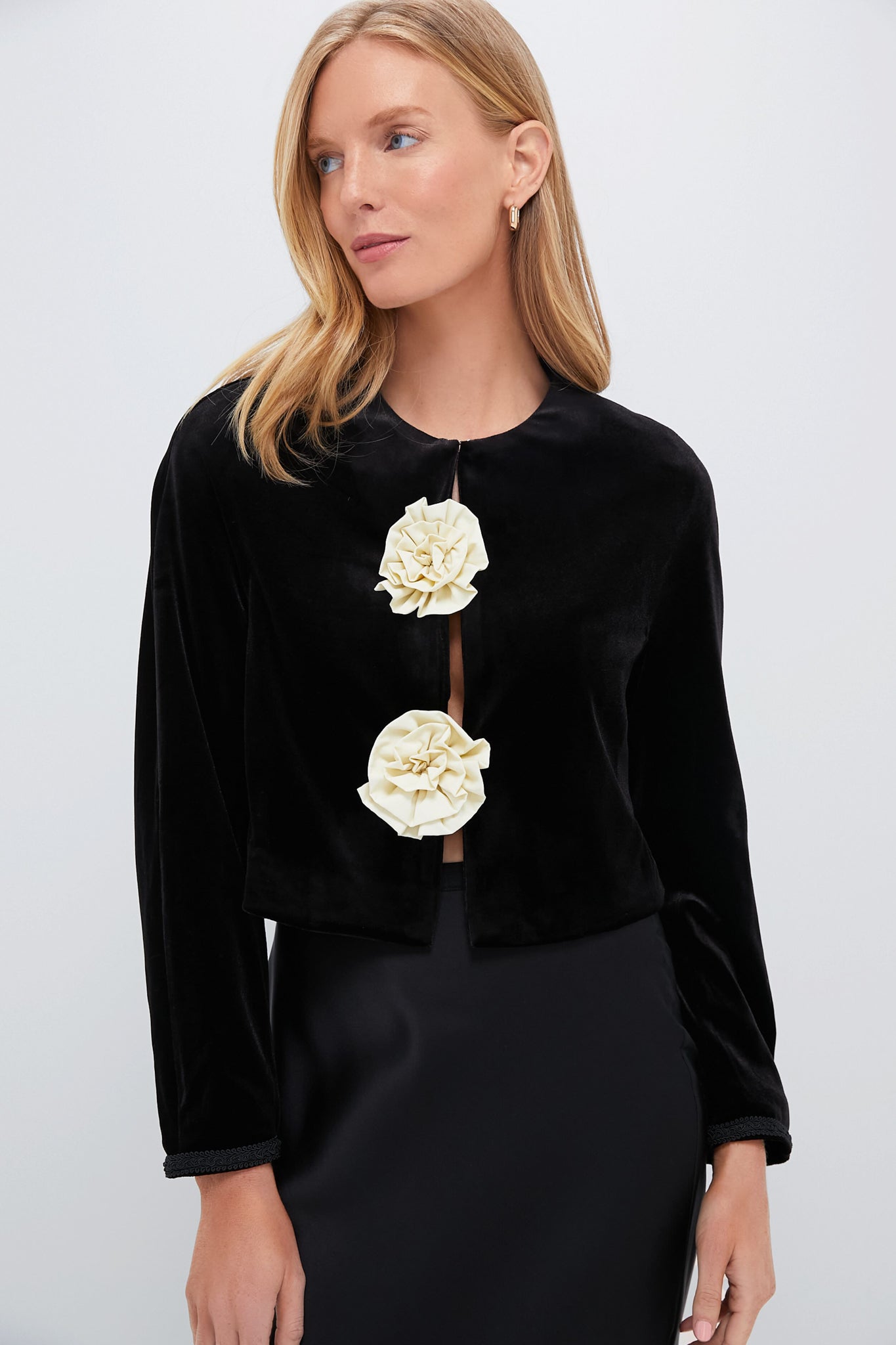 Black Velvet Jacket With Rosettes