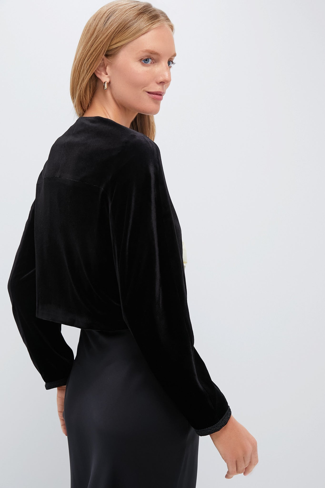 Black Velvet Jacket With Rosettes