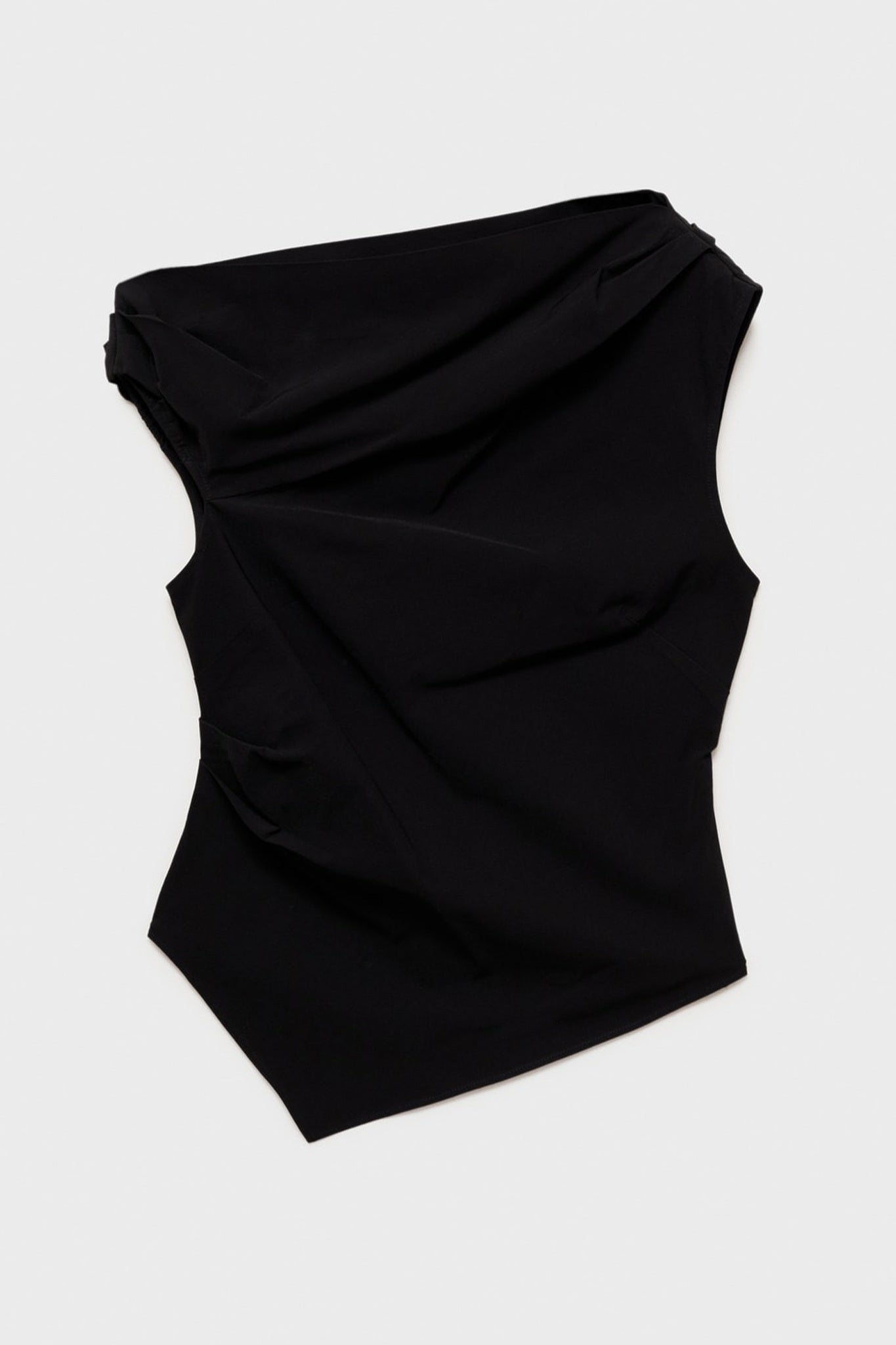 Black Asymmetrical Draped Top