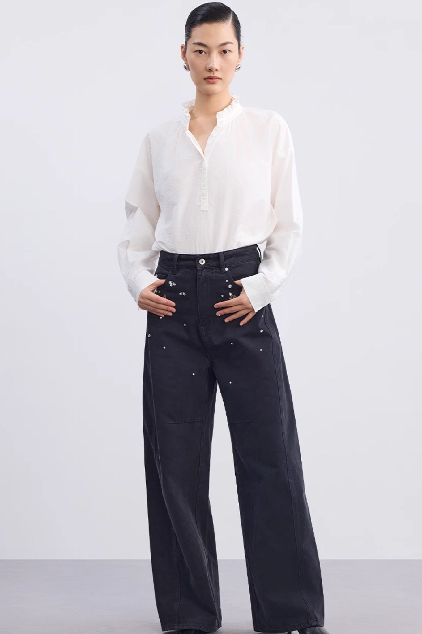 Vintage Wide Leg Embellished Jeans