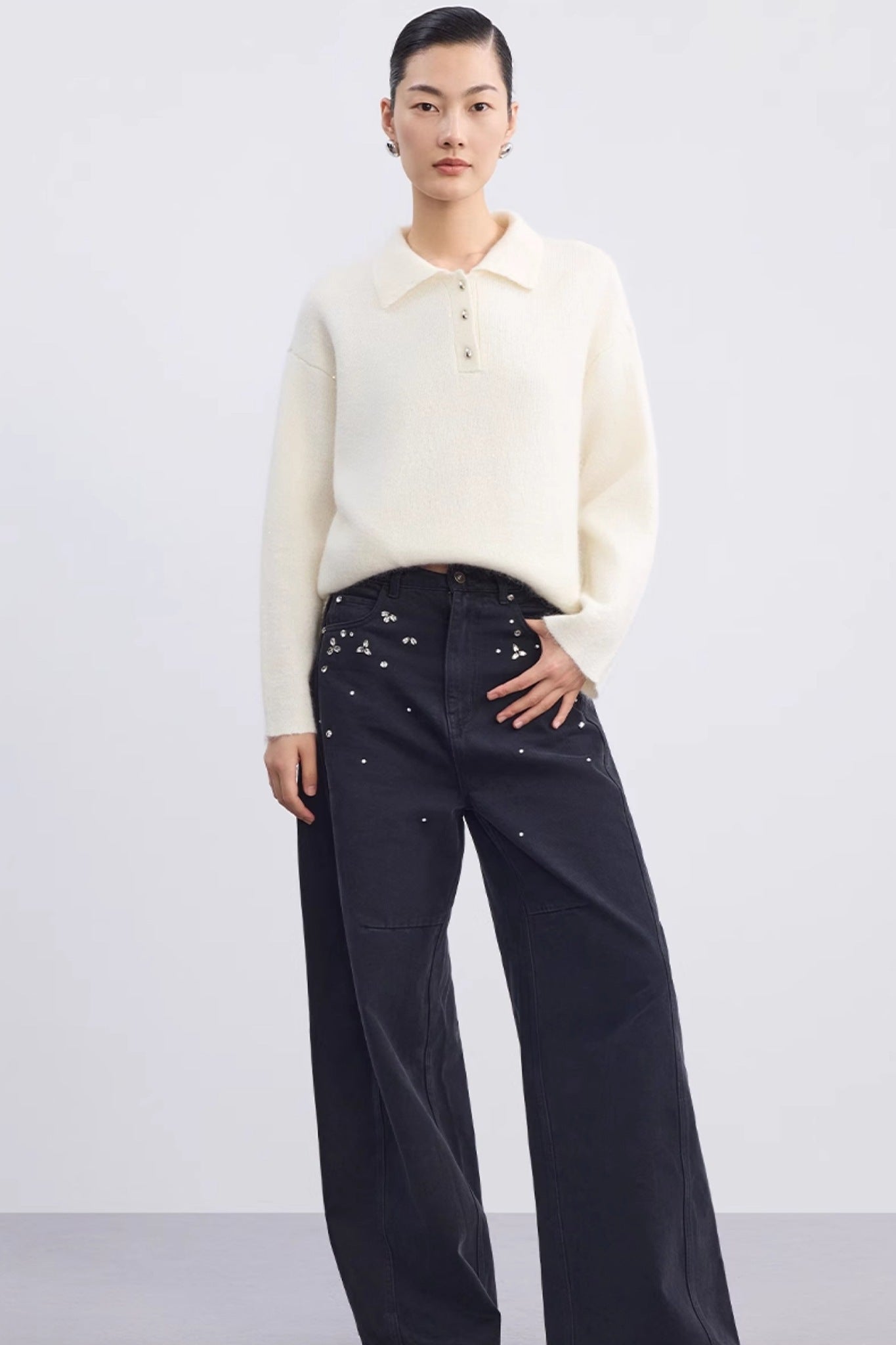 Vintage Wide Leg Embellished Jeans