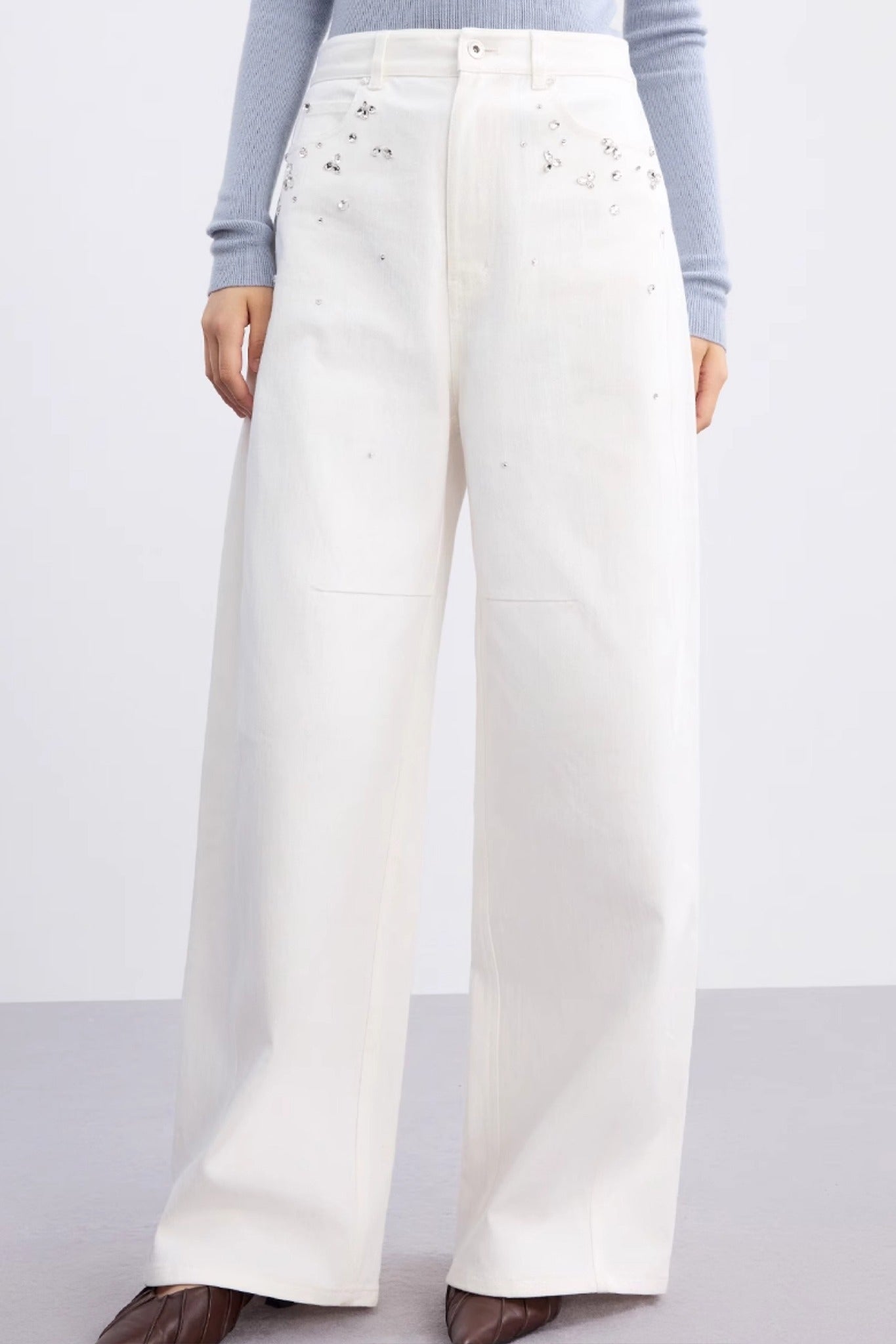 Vintage Wide Leg Embellished Jeans