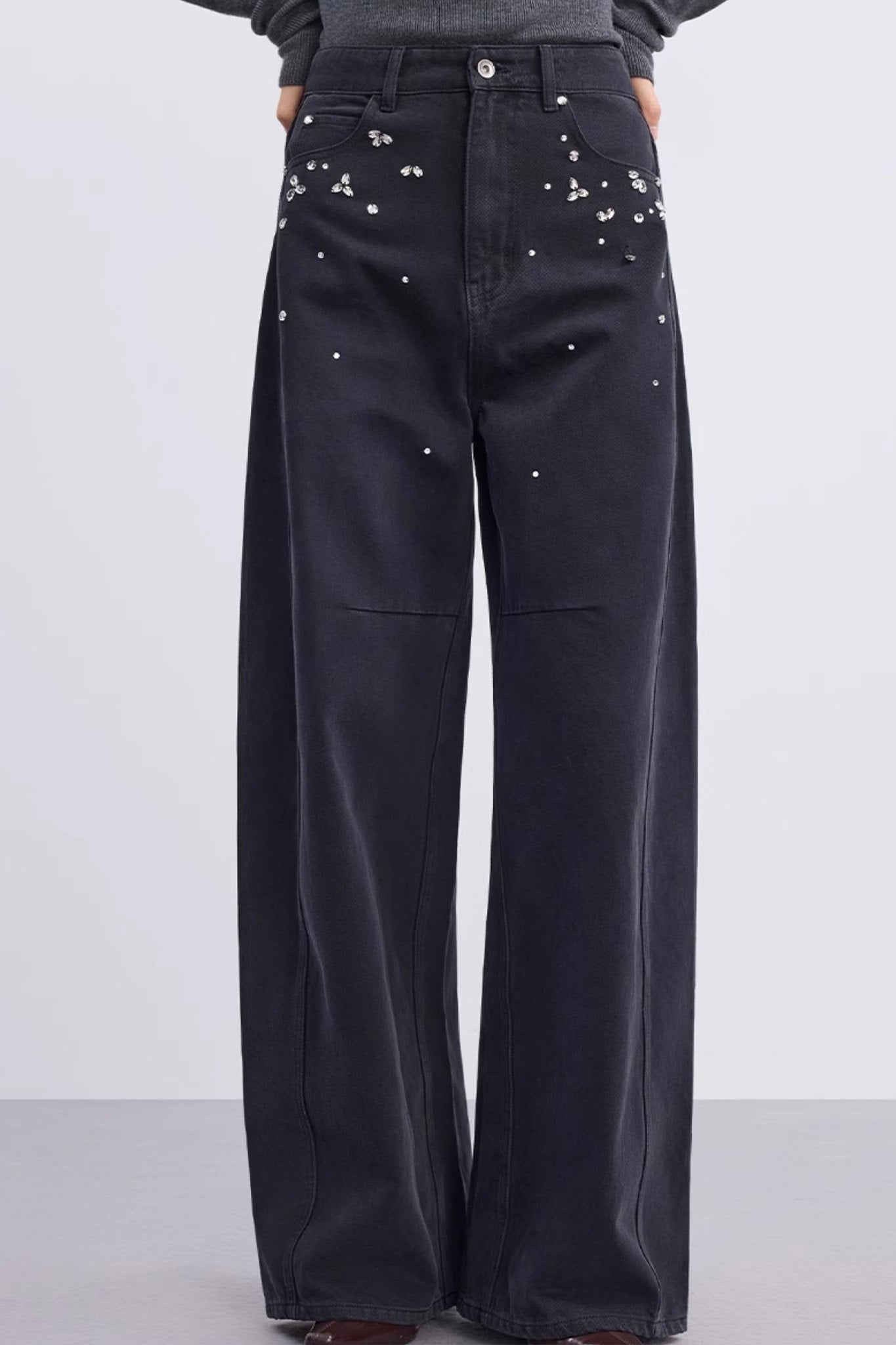 Vintage Wide Leg Embellished Jeans