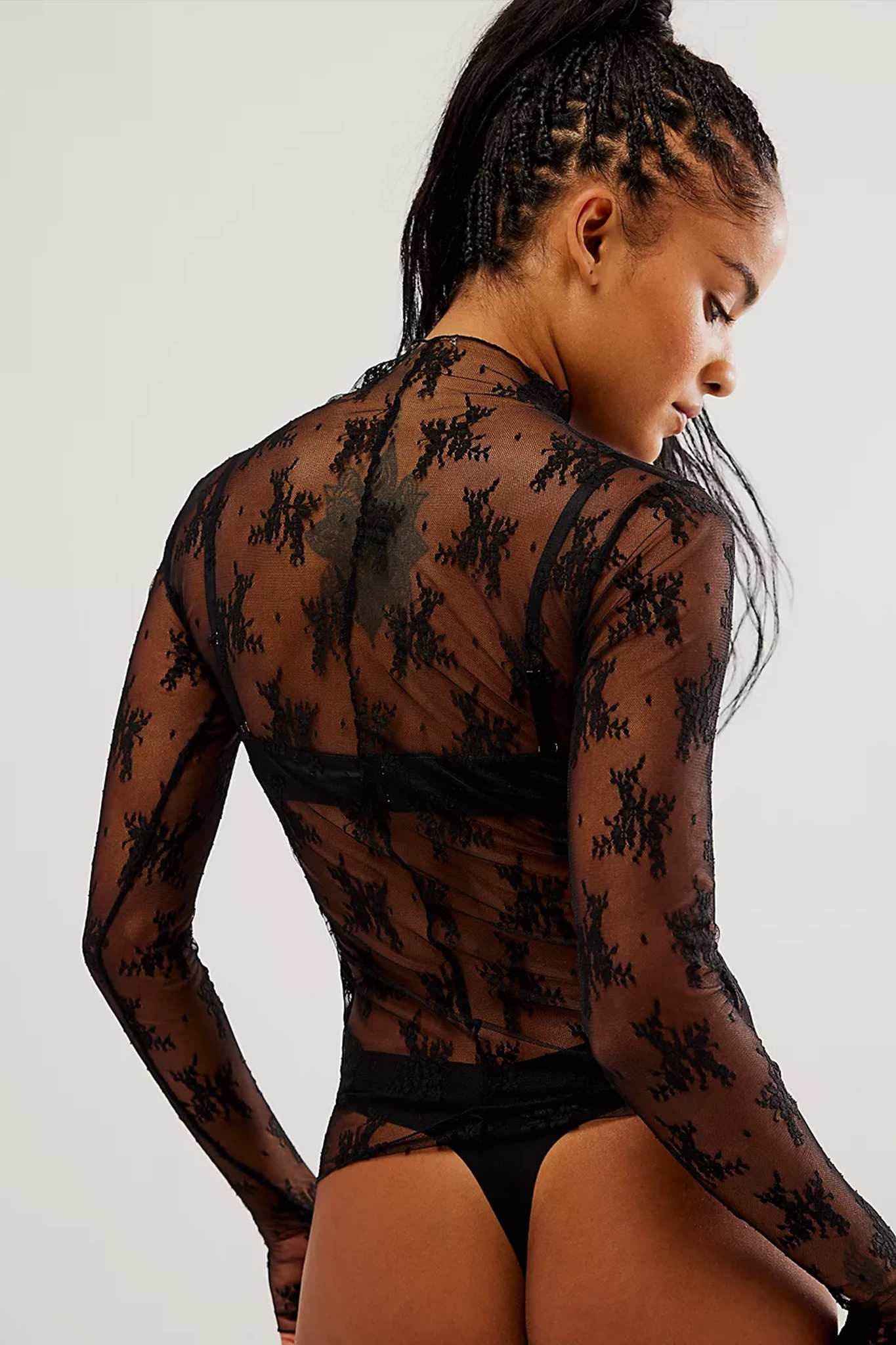 Slim Fit Lace Long Sleeve Top