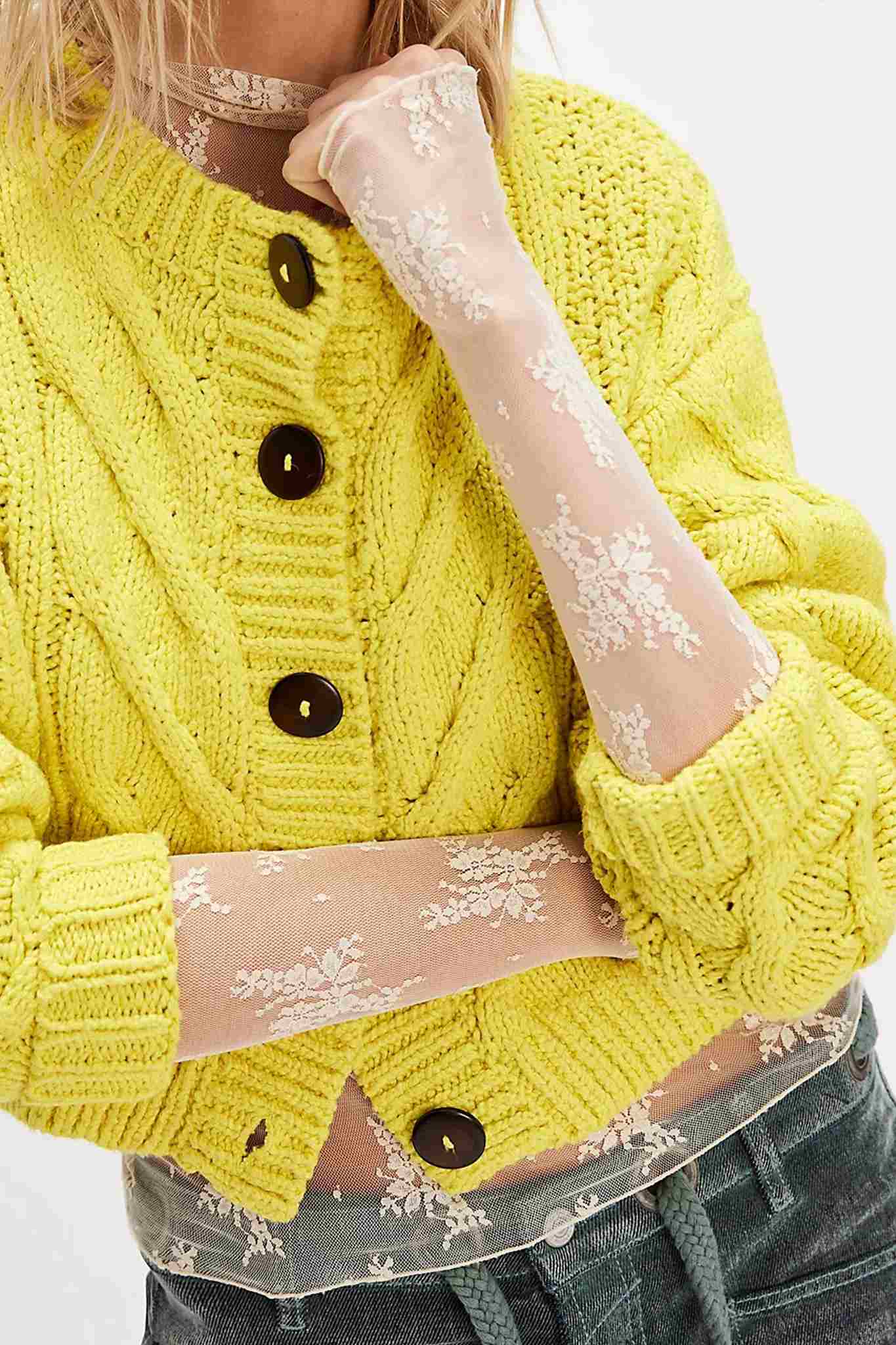 Slim Fit Lace Long Sleeve Top