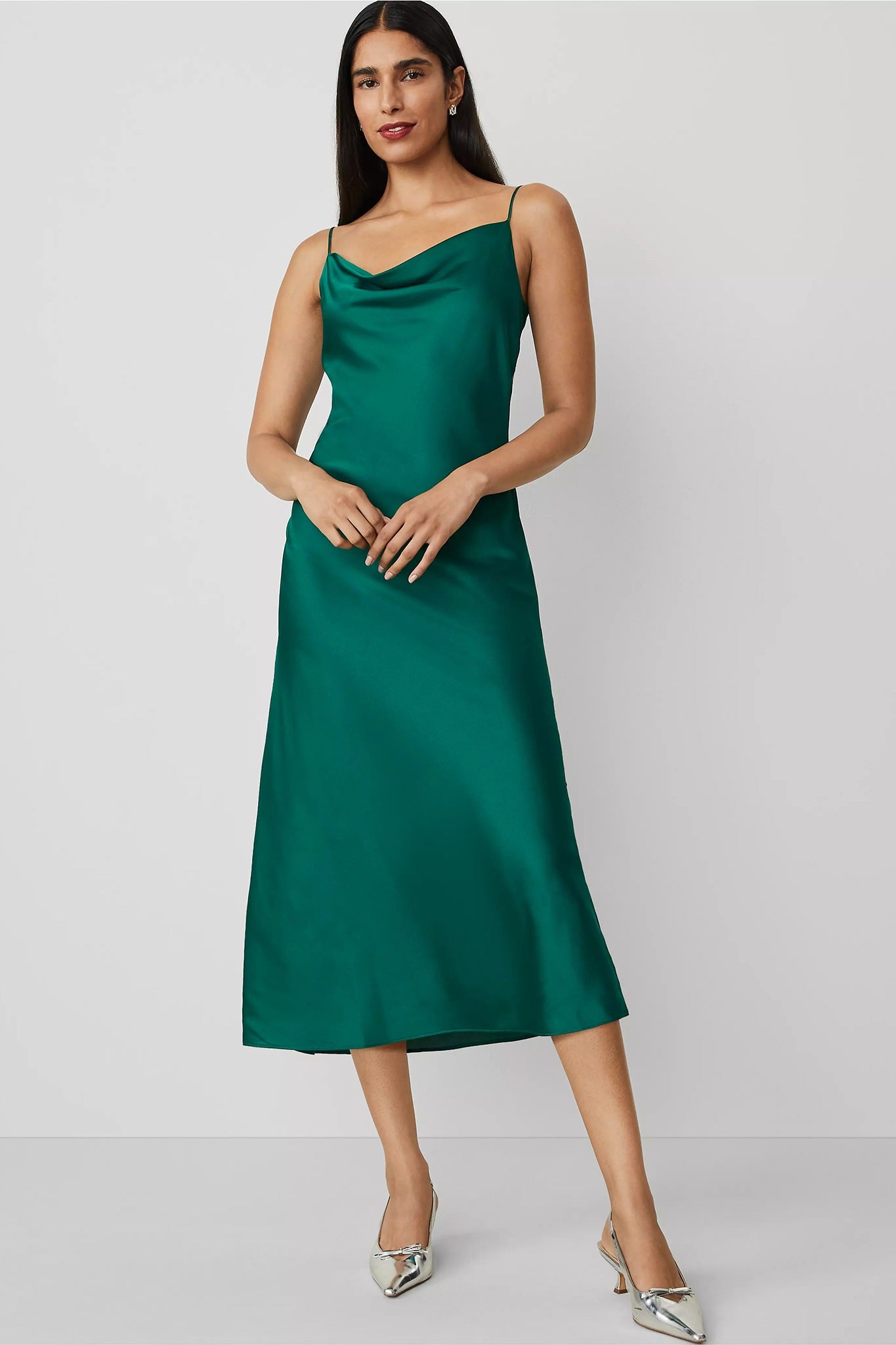 Satin Cowl-Neck Slip Dress