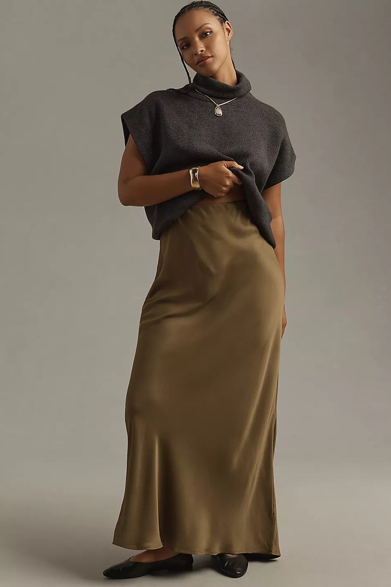 Satin Maxi Slip Skirt