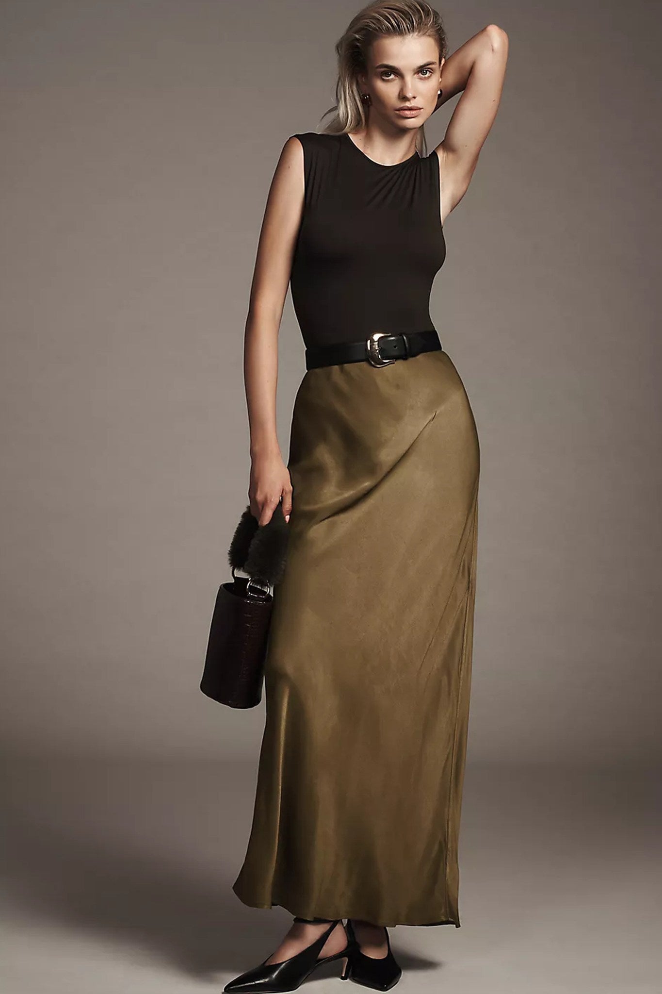 Satin Maxi Slip Skirt