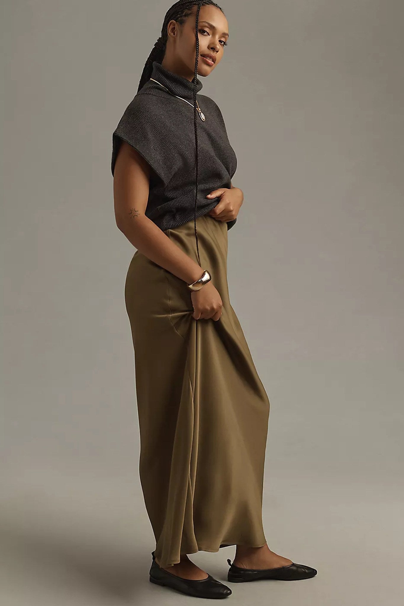 Satin Maxi Slip Skirt