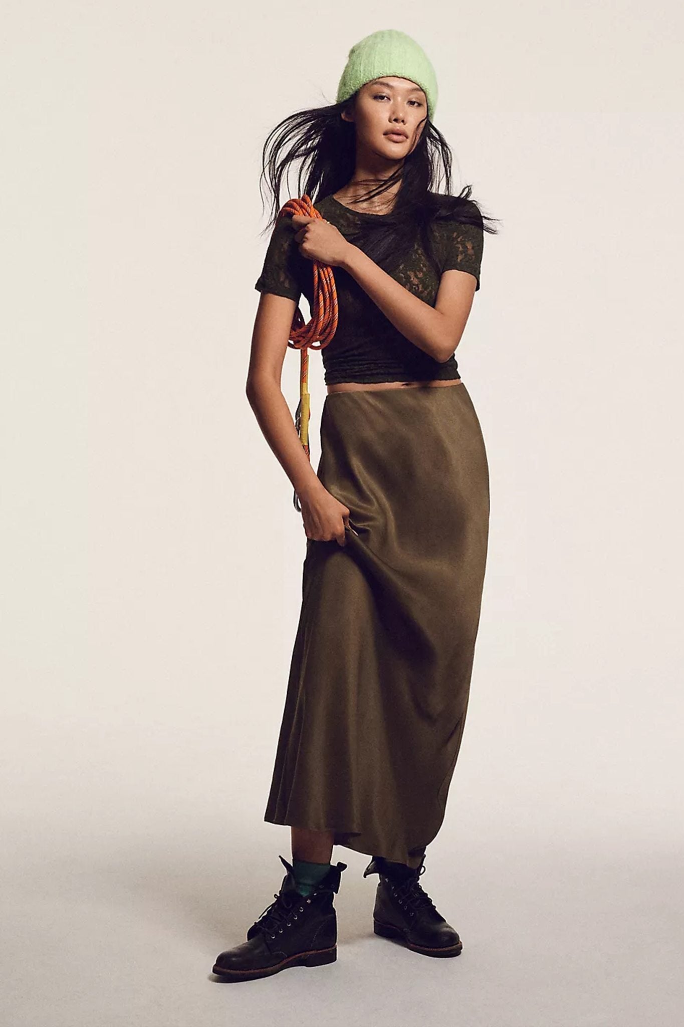 Satin Maxi Slip Skirt