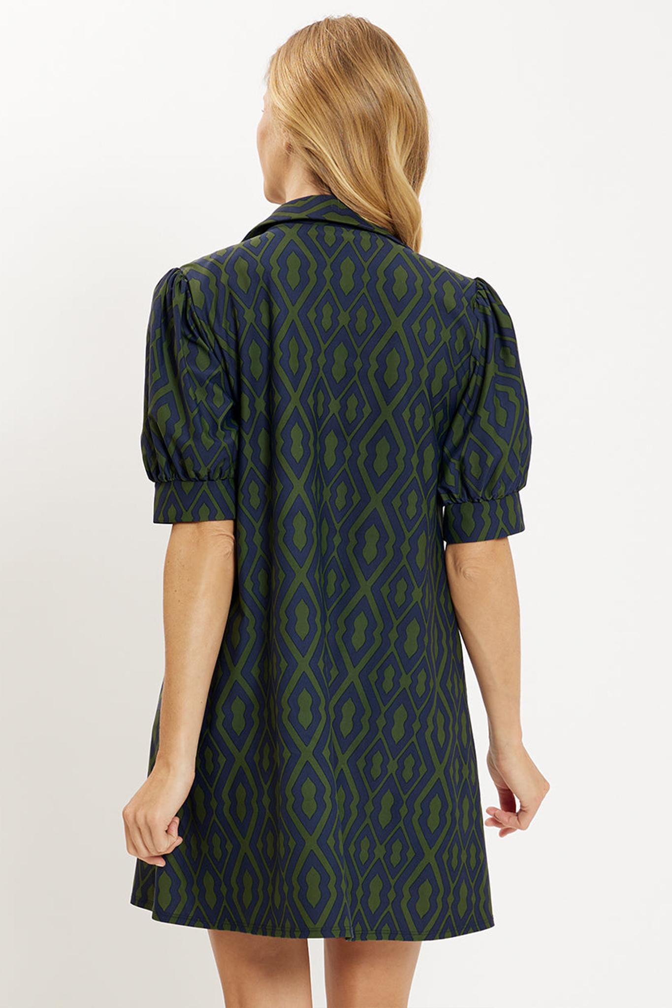 Print Puffed Sleeve Shift Dress