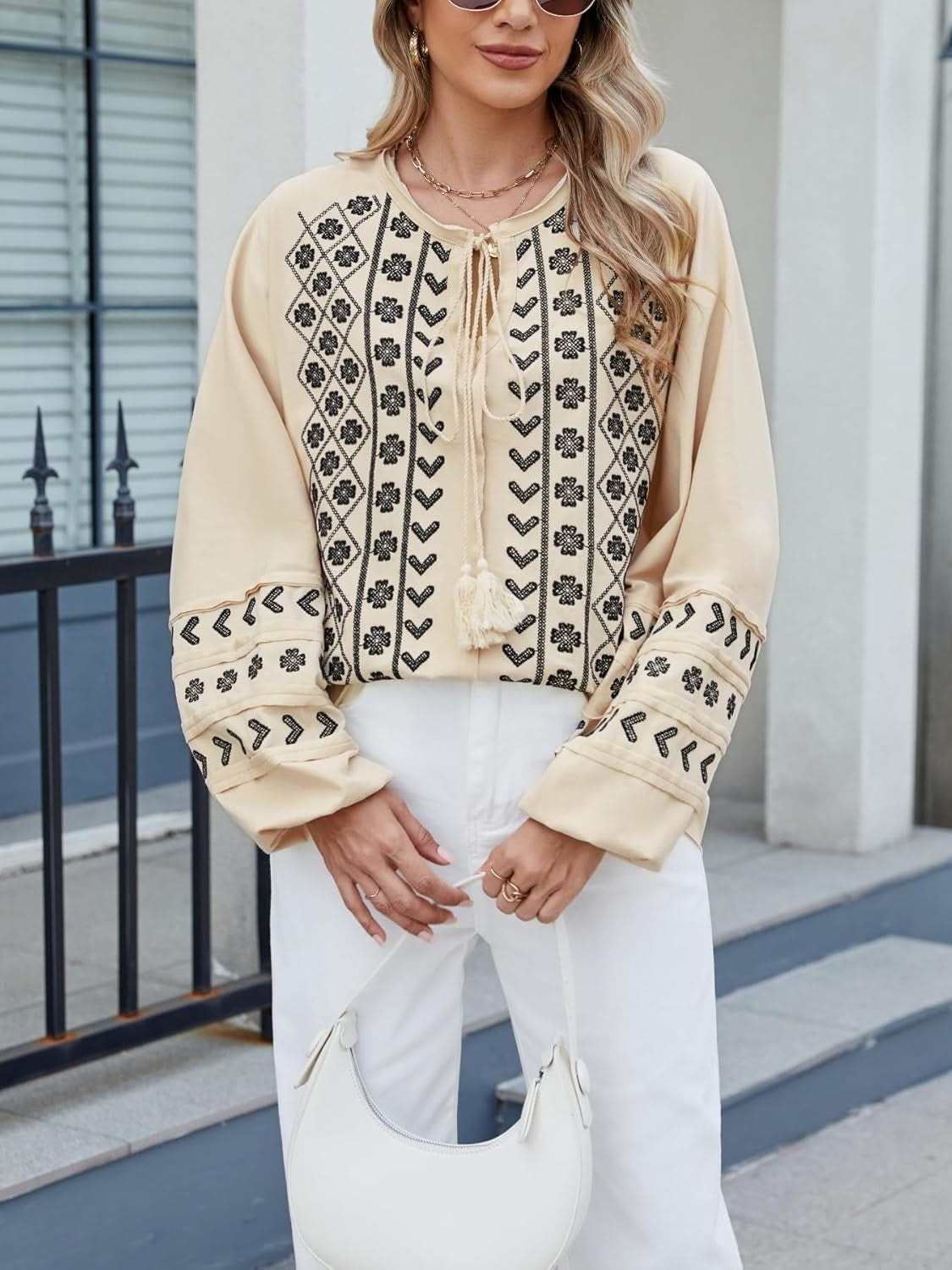 Kedera Boho Embroidered Babydoll Top