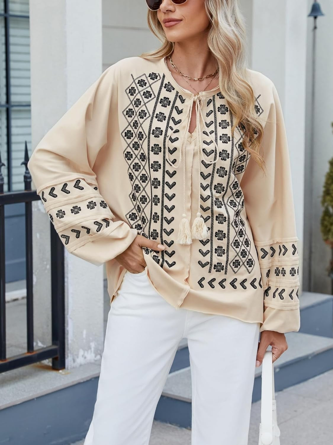 Kedera Boho Embroidered Babydoll Top