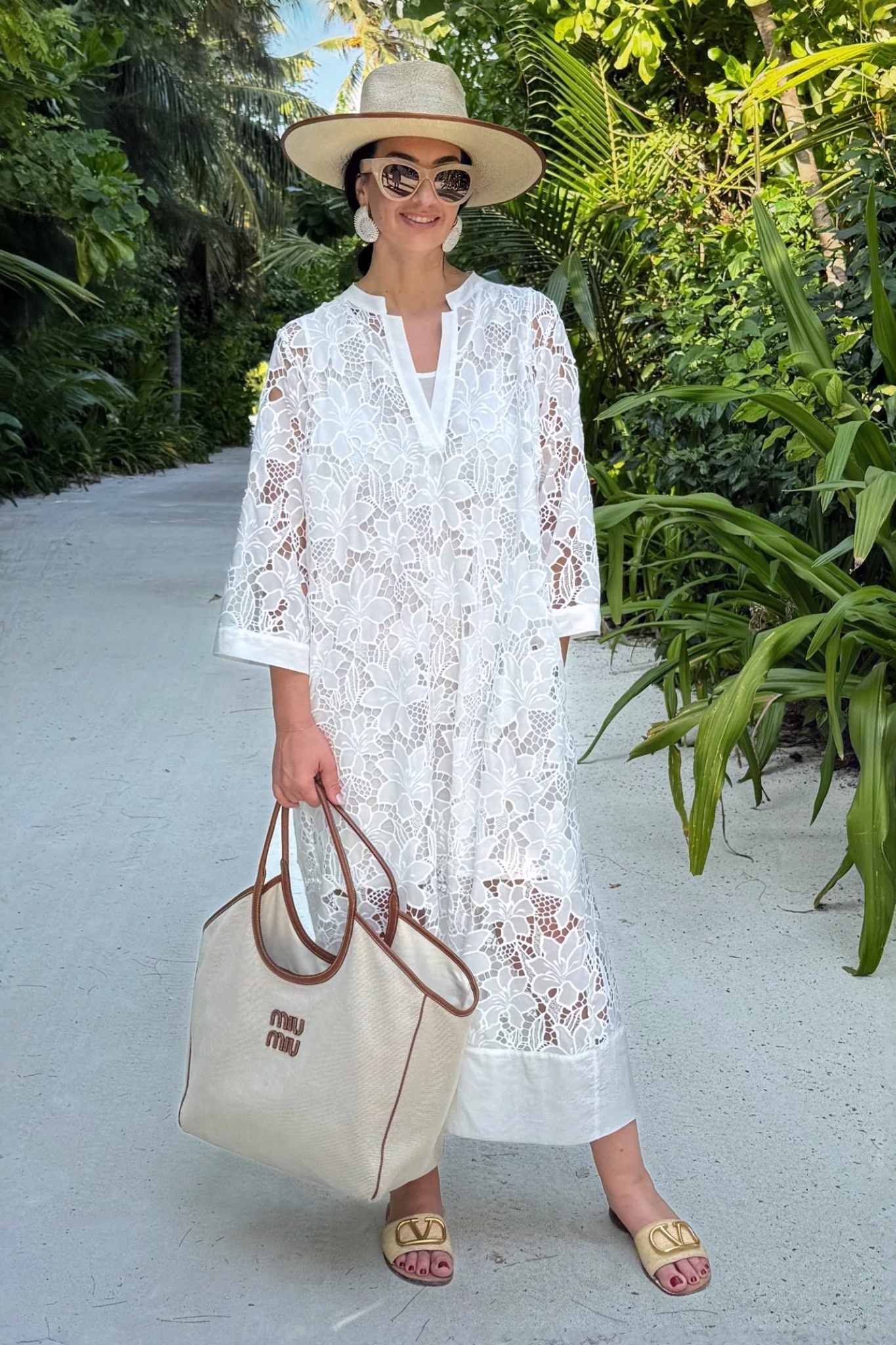 Ezabutus Lightweight Floral Lace Maxi Cover Up Dress