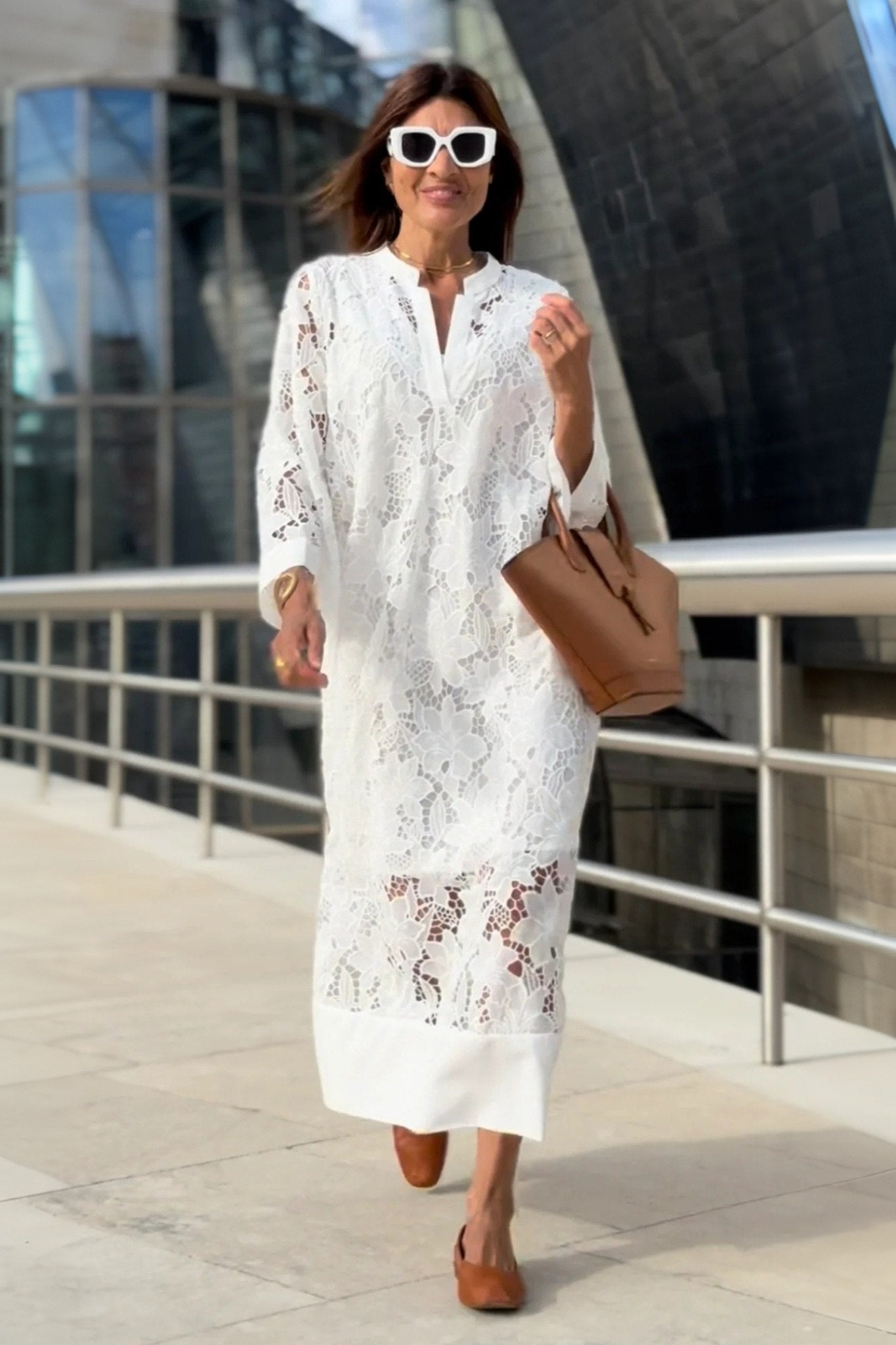 Ezabutus Lightweight Floral Lace Maxi Cover Up Dress