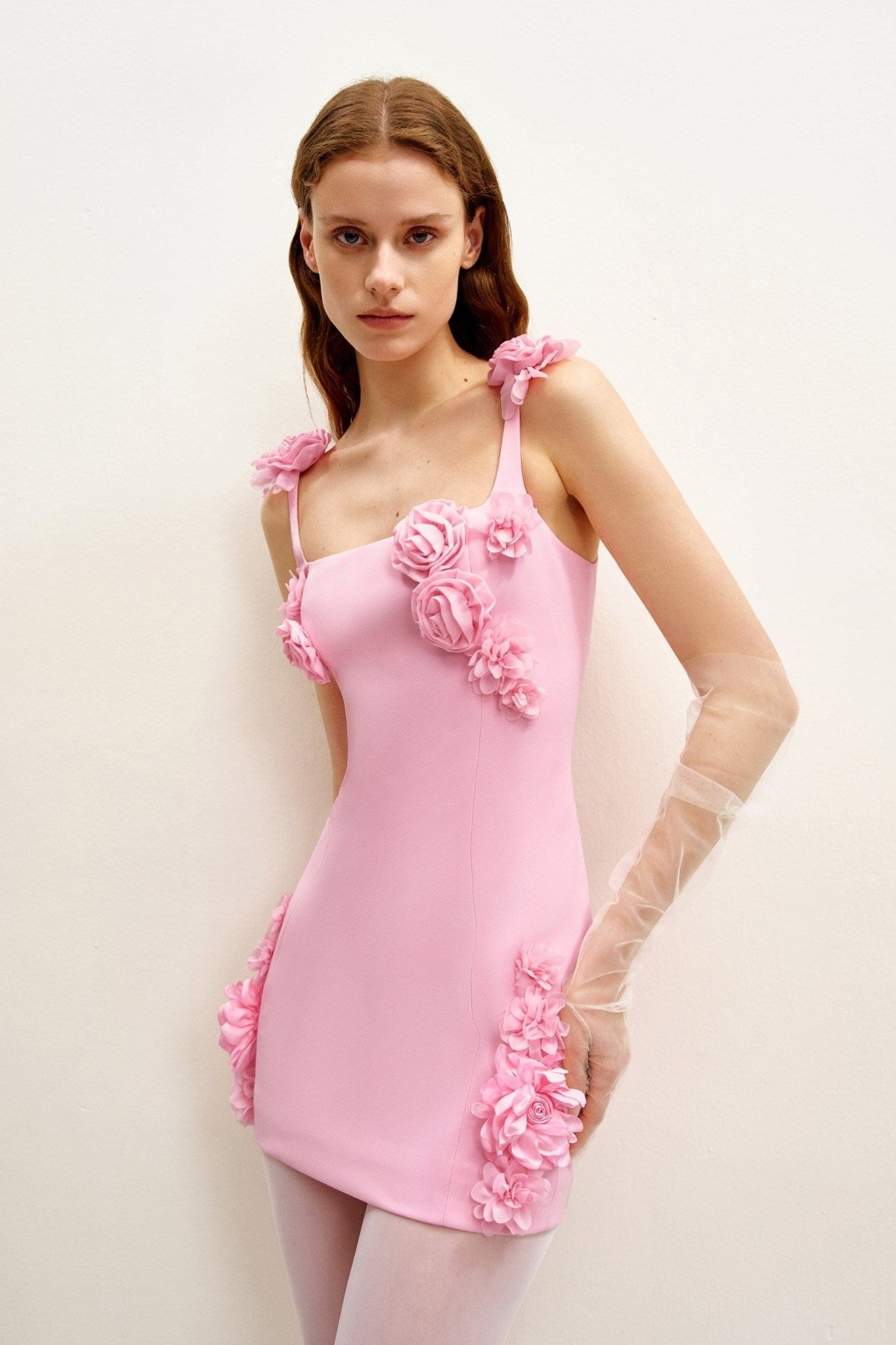 Ezabutus Romantic 3D Flower Applique Mini Dress