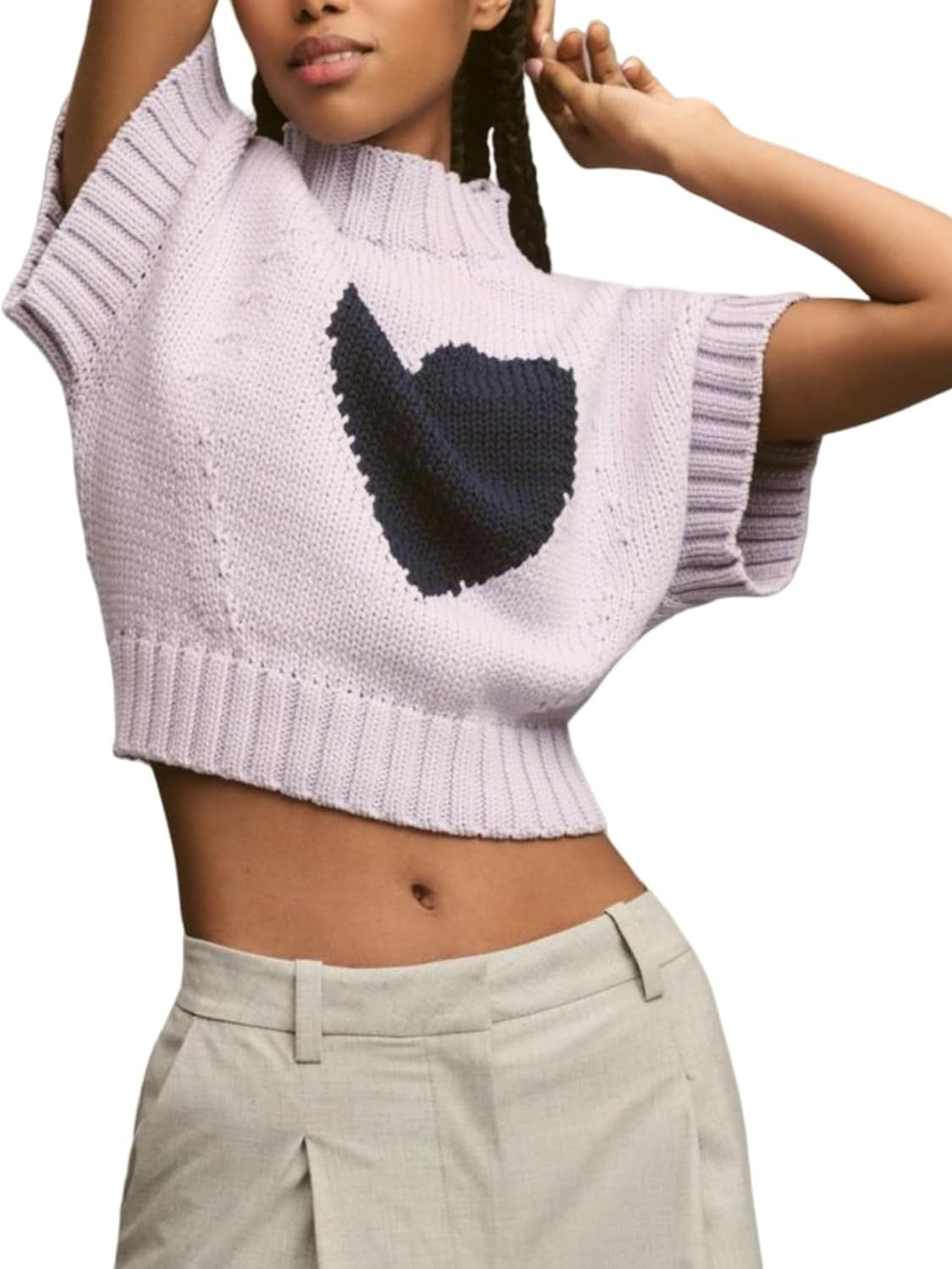 Kedera Lightweight Heart Short Sleeve Knit Top