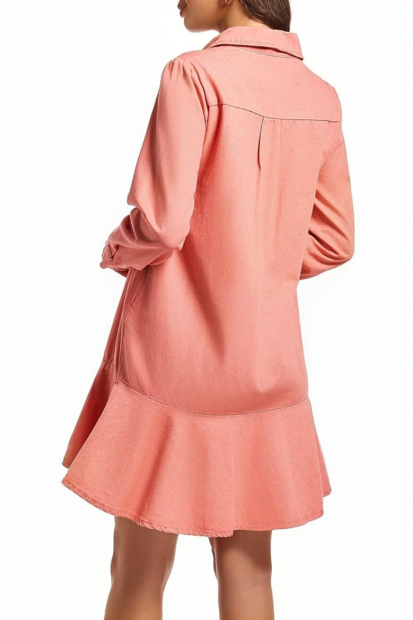 Yexpine Flowy Button Down Denim Dress