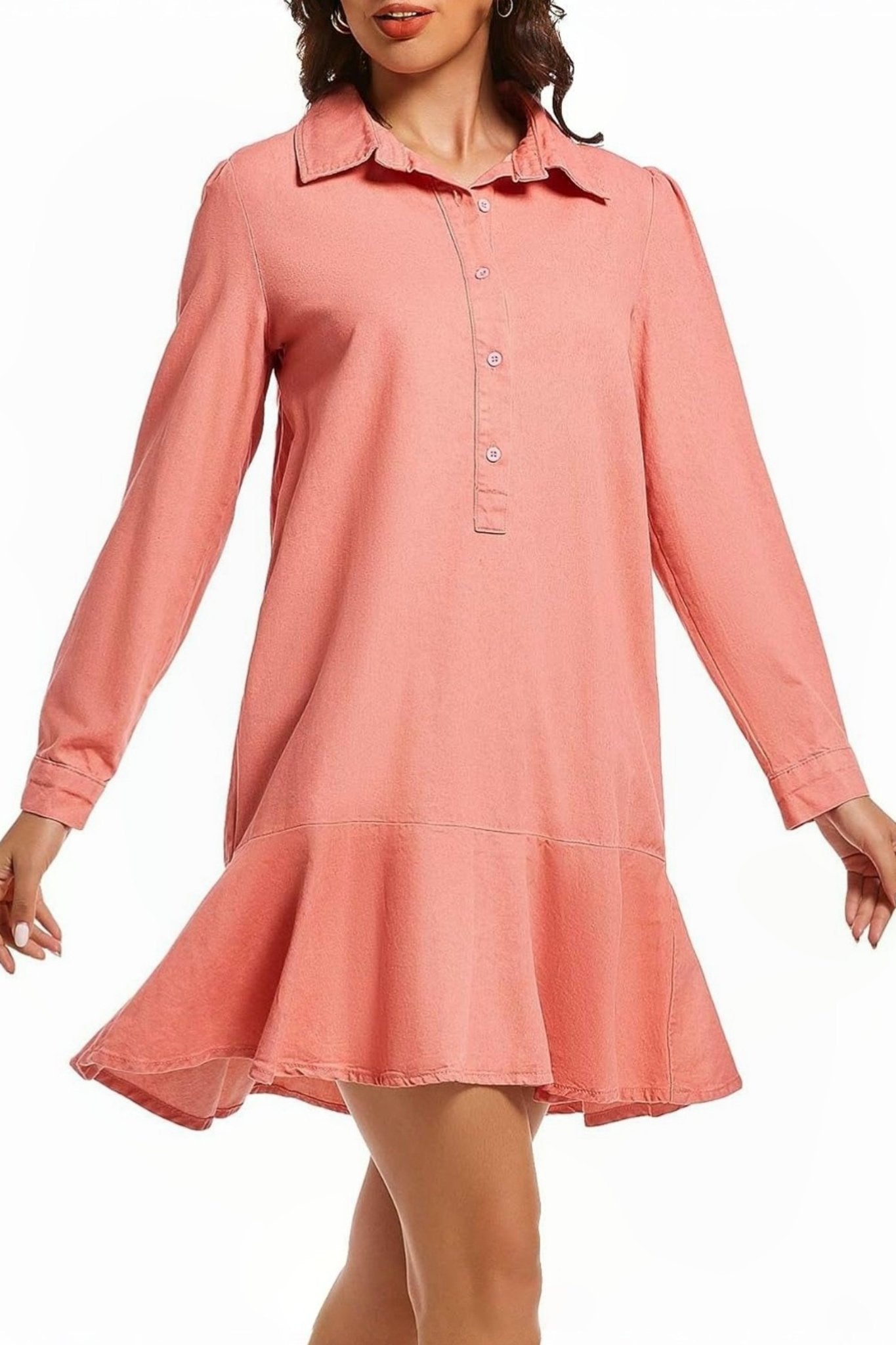 Yexpine Flowy Button Down Denim Dress