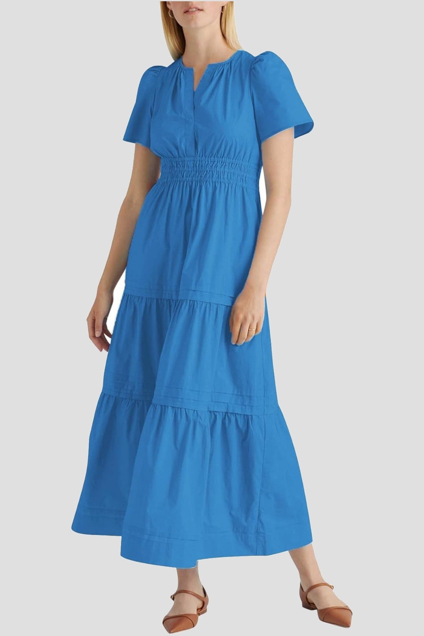 purple bridal shower dress Pink Cotton Blend Tiered Maxi Dress – Mint Velvet main image 1