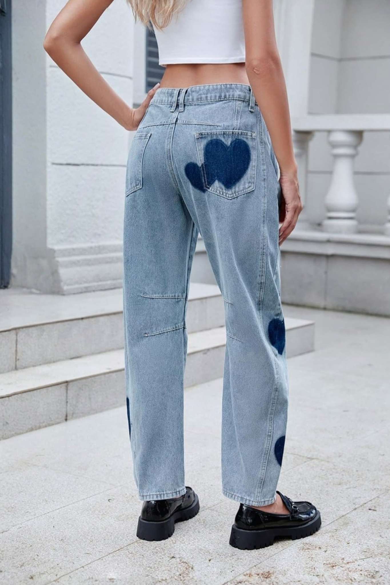 Lifeshe Low Waist Heart Barrel Jeans