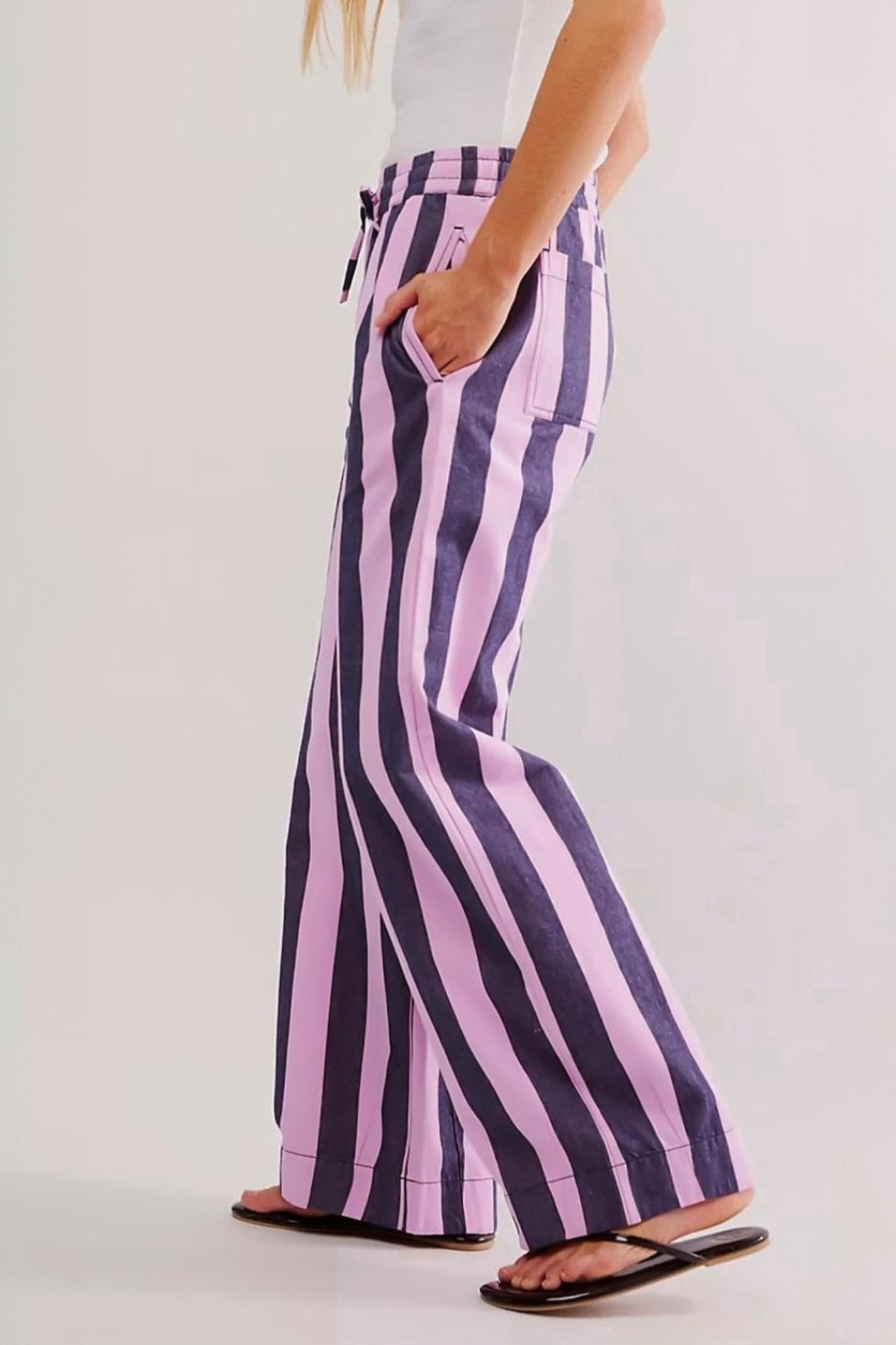 LIfeshe Elastic Waist Baggy Pants With Drawstring